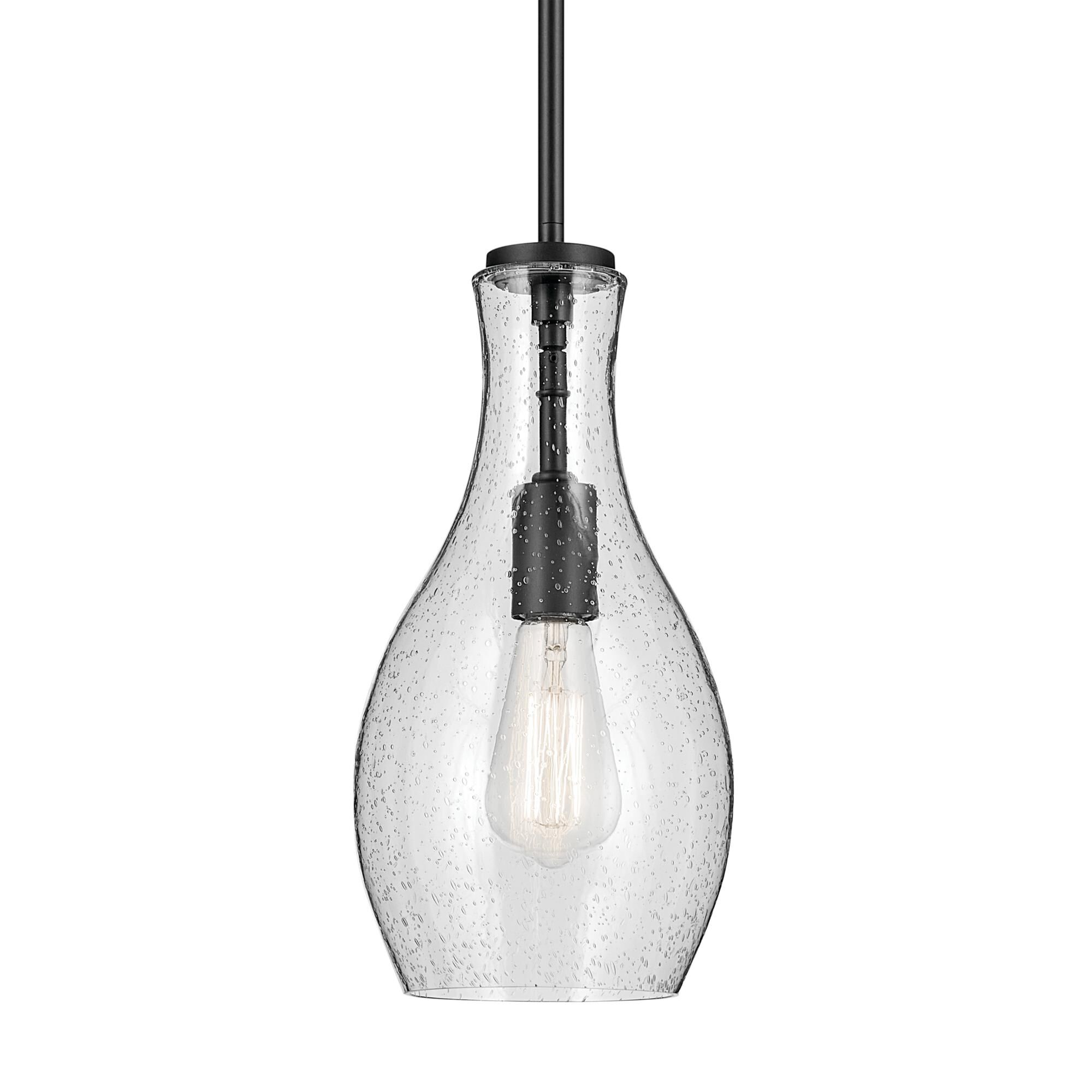 Shown in Black finish and Clear Seeded glass