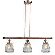Shown in Antique Copper finish and Clear Fluted glass