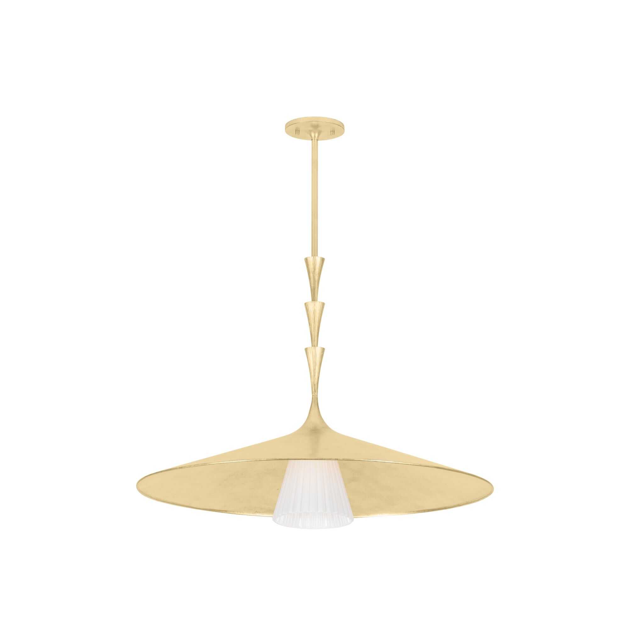 Shown in Vintage Gold Leaf finish and Opal Glossy Glass shade