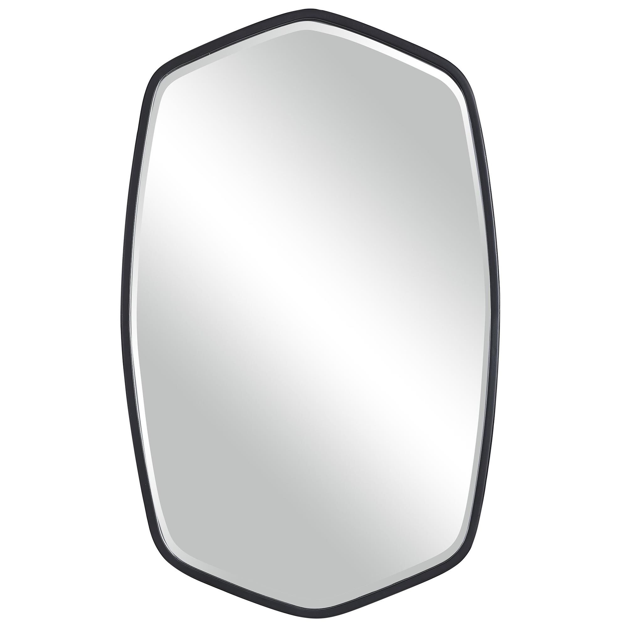 Shown in This Hand Forged Iron Mirror Frame Features A Unique Shape With Elegant Curves, Finished In A Stream finish