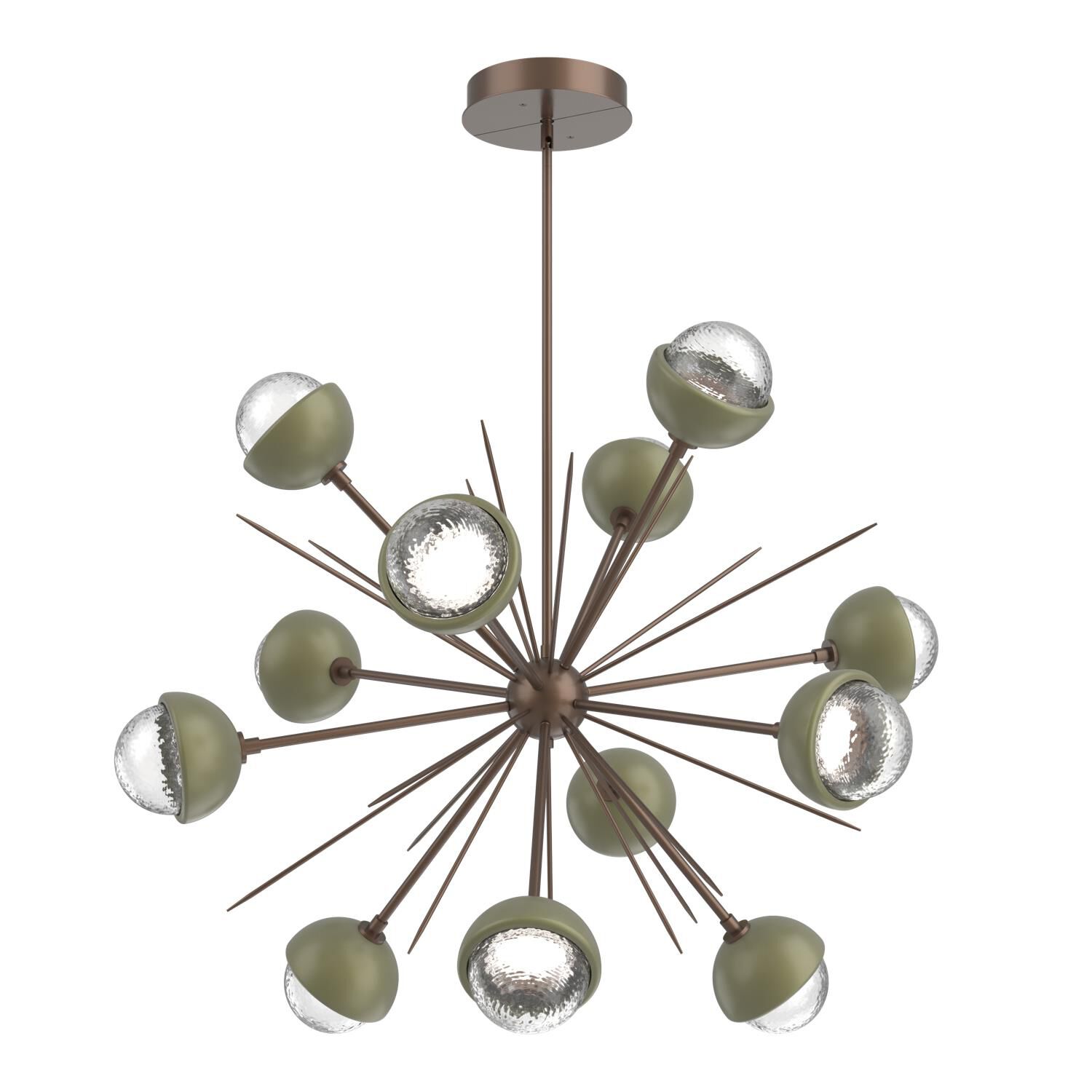 Shown in Burnished Bronze finish and Clear glass and Sage Green accent