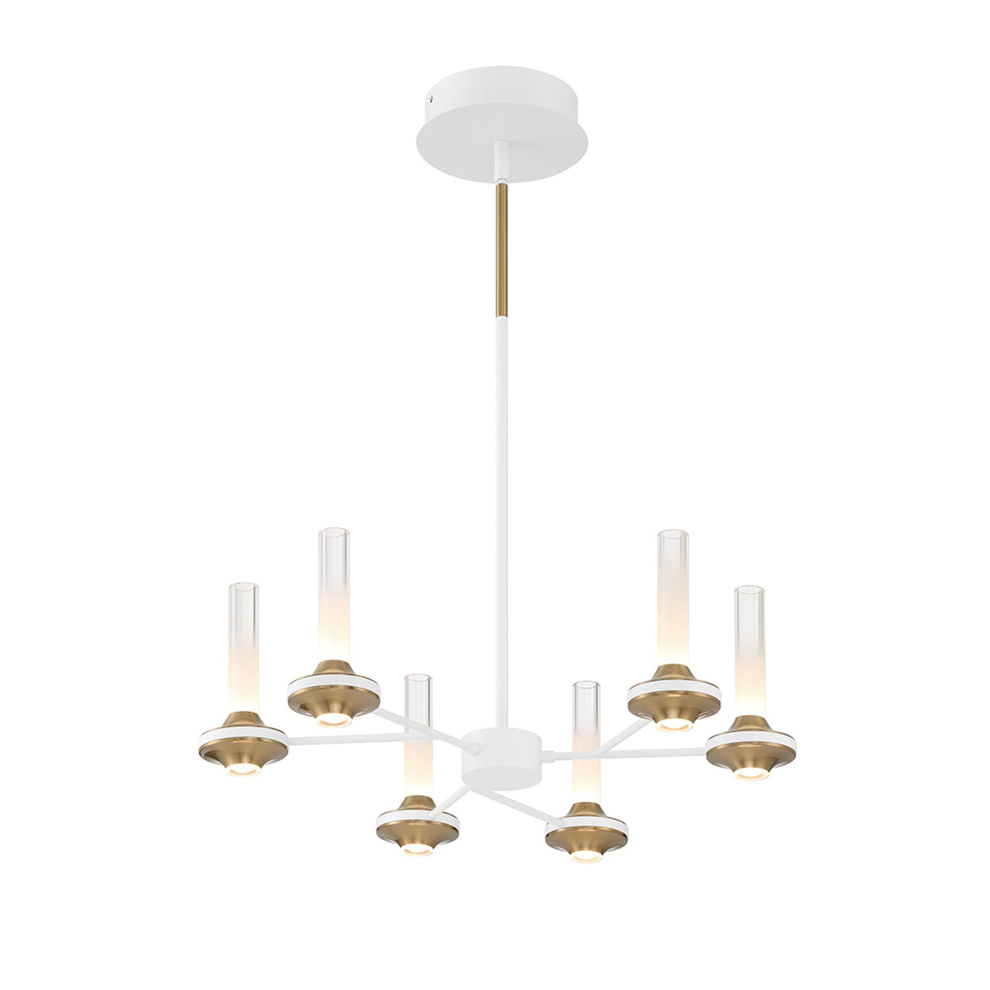 Shown in White and Brass finish and Etched glass