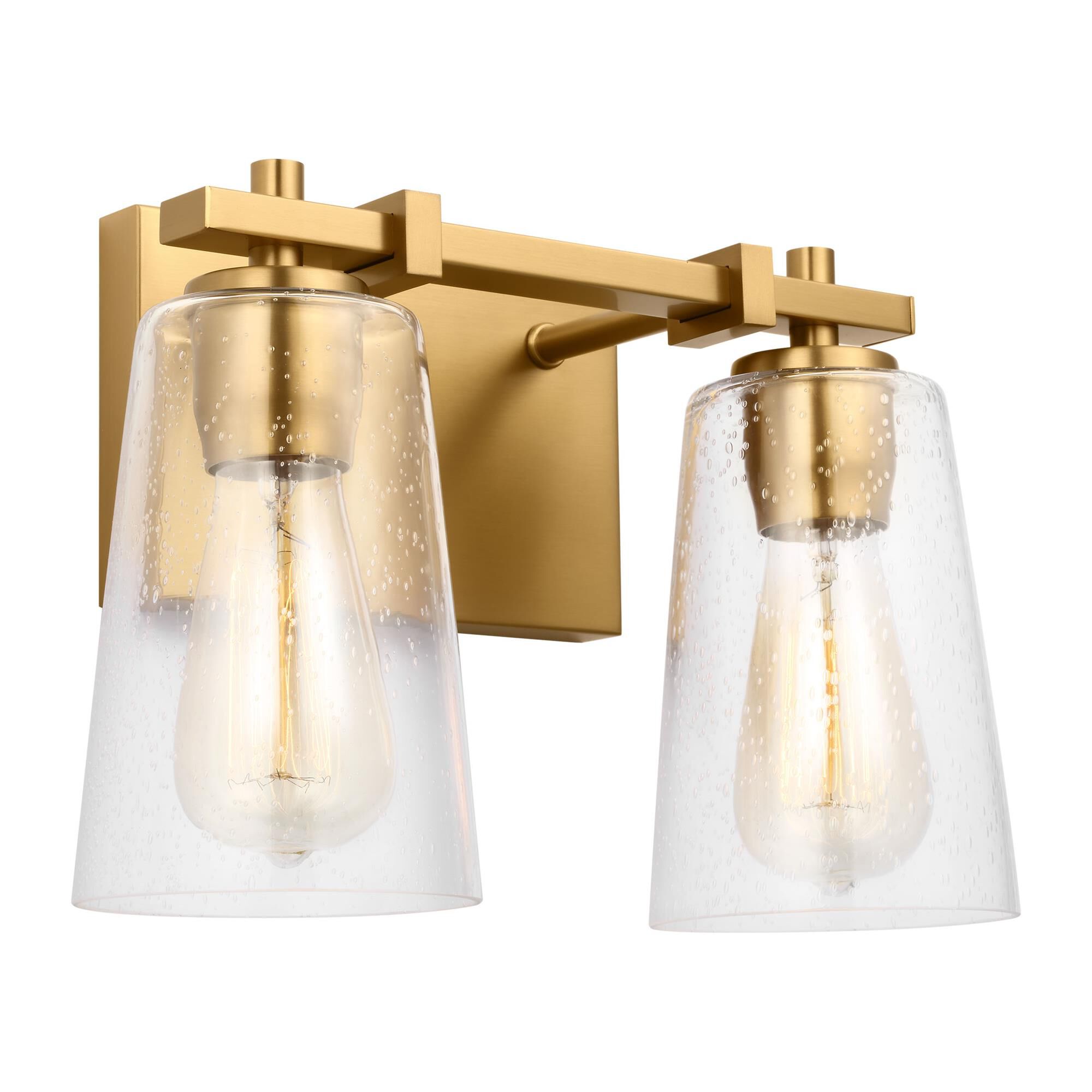 Shown in Burnished Brass finish and Clear Seeded glass