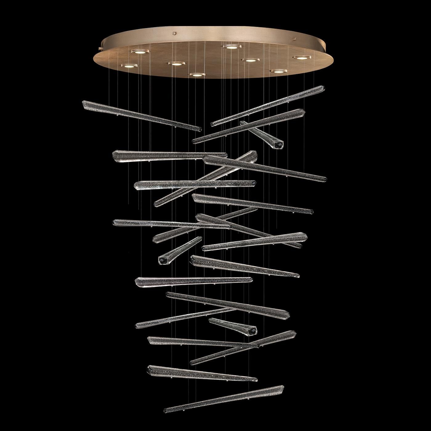 Shown in Gold Leaf finish and False crystal and True glass