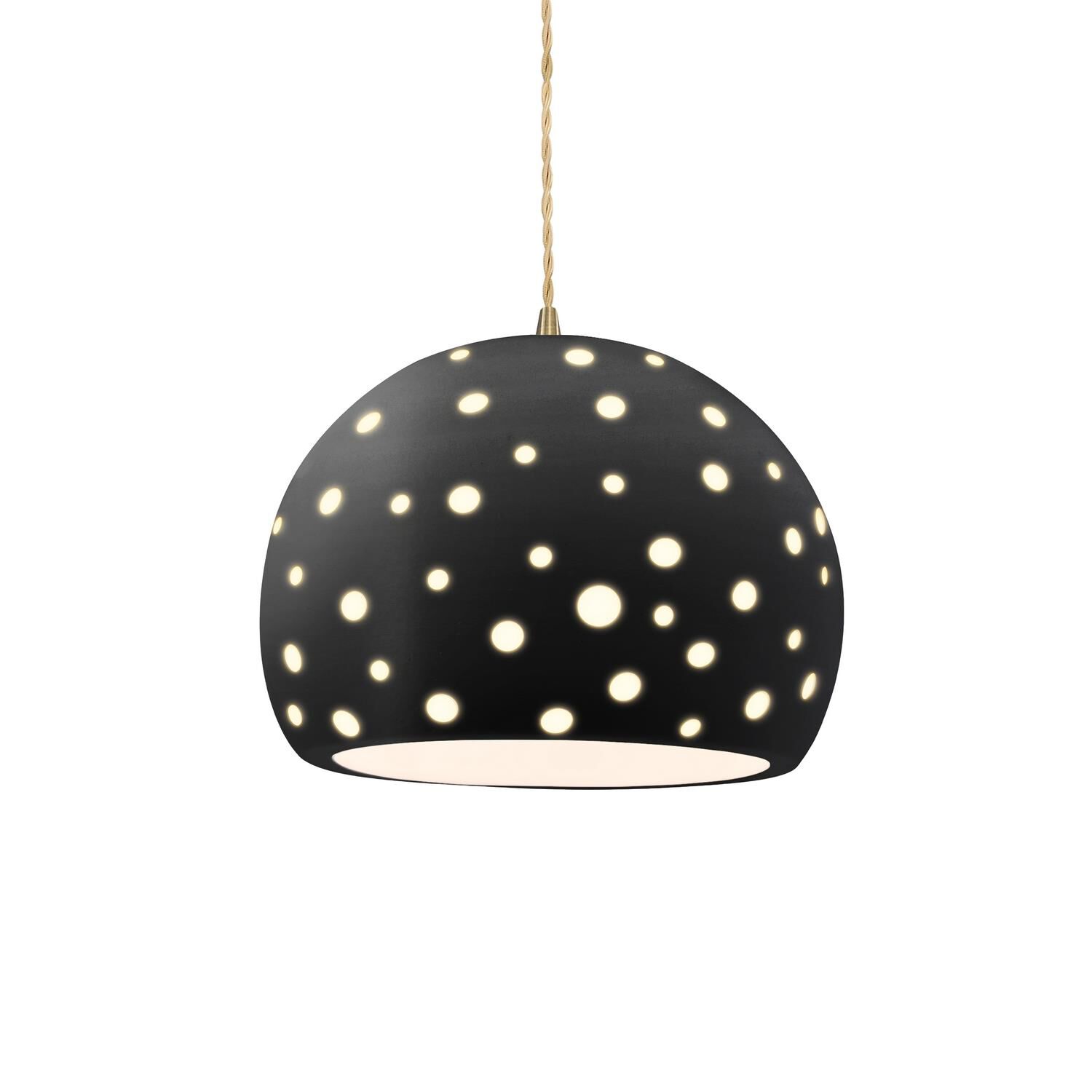 Shown in Antique Brass finish and Carbon Matte Black shade