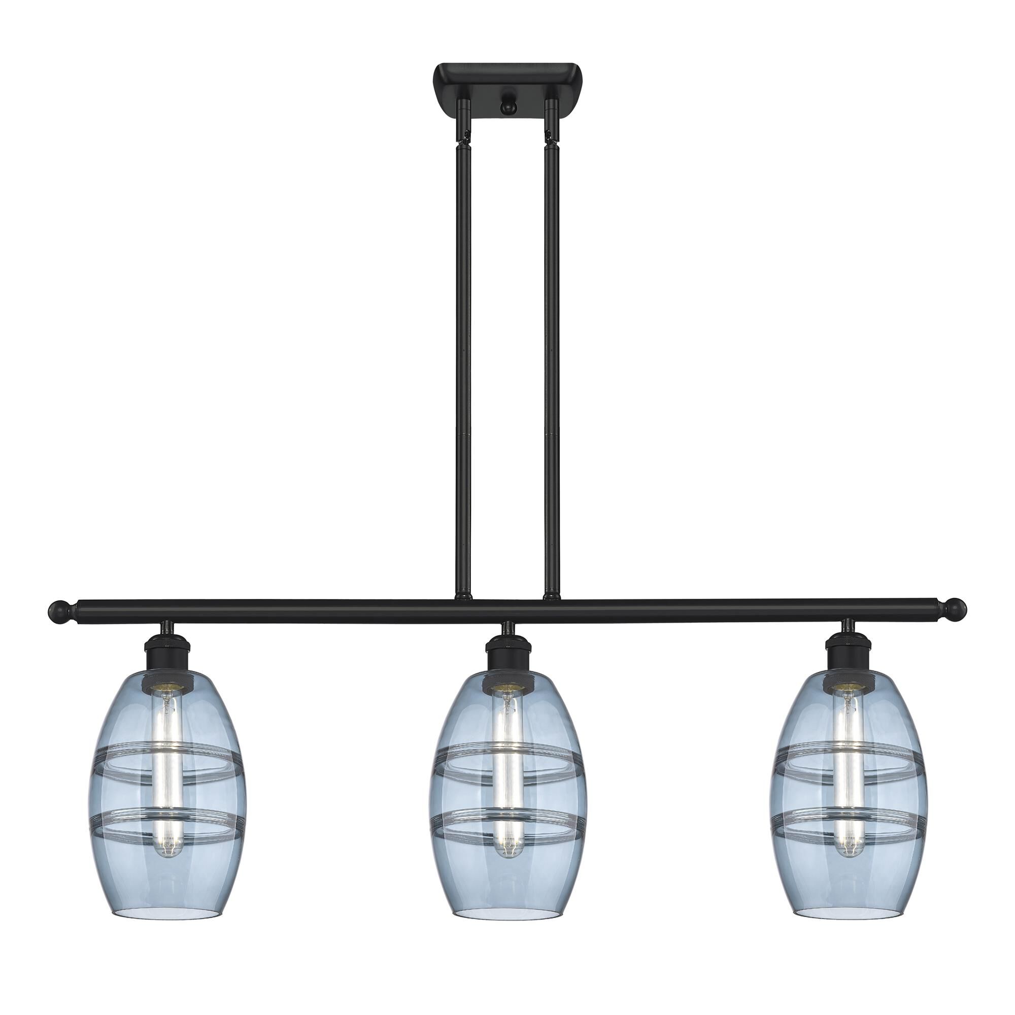 Shown in Matte Black finish and Princess Blue glass