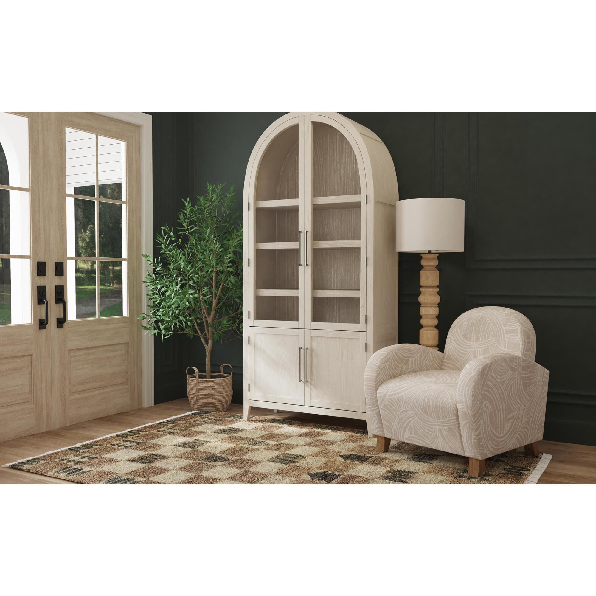 Shown in Light Brown finish and Oatmeal shade