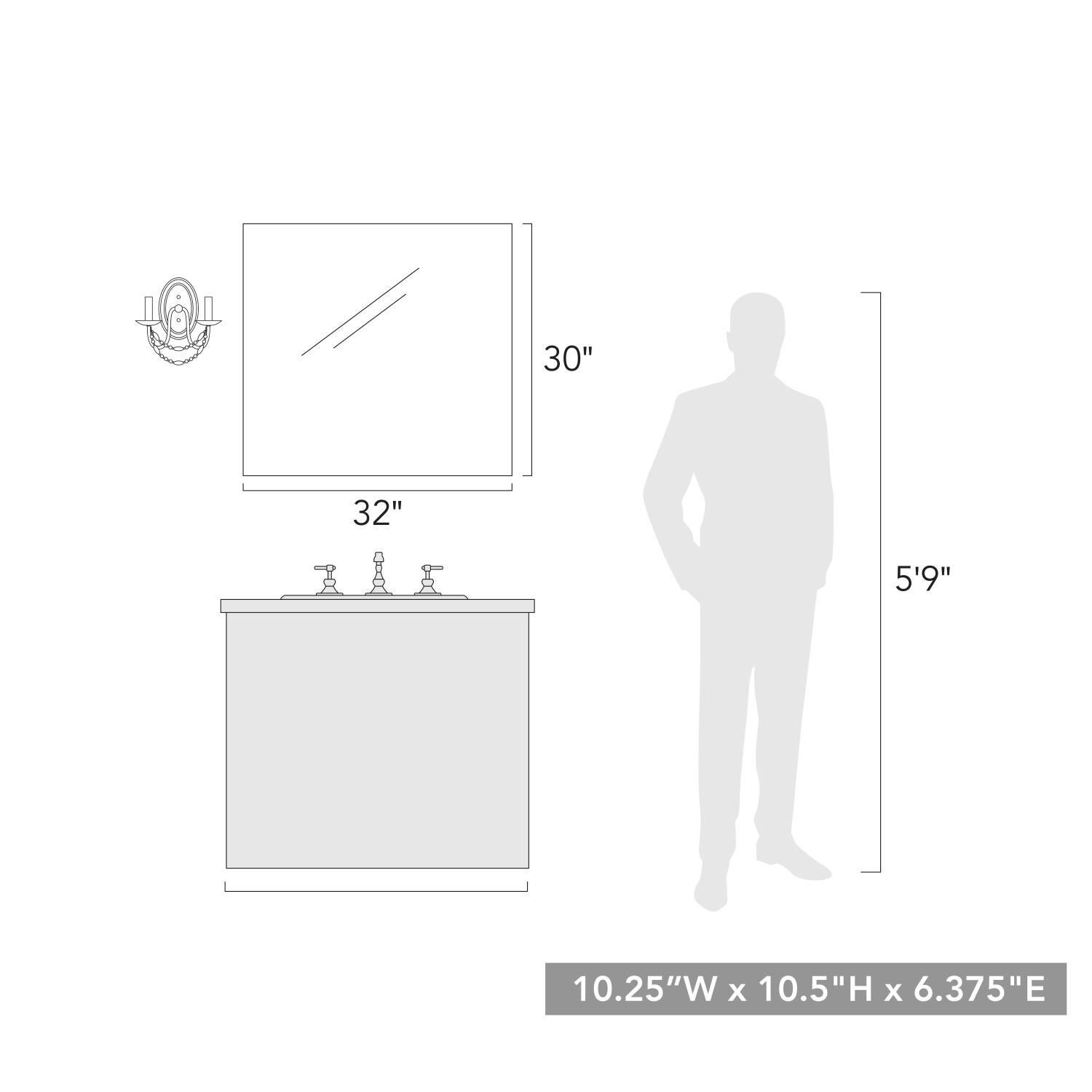 Shown in Golden Aura finish and Clear Glass Bead Draping crystal and Clear glass