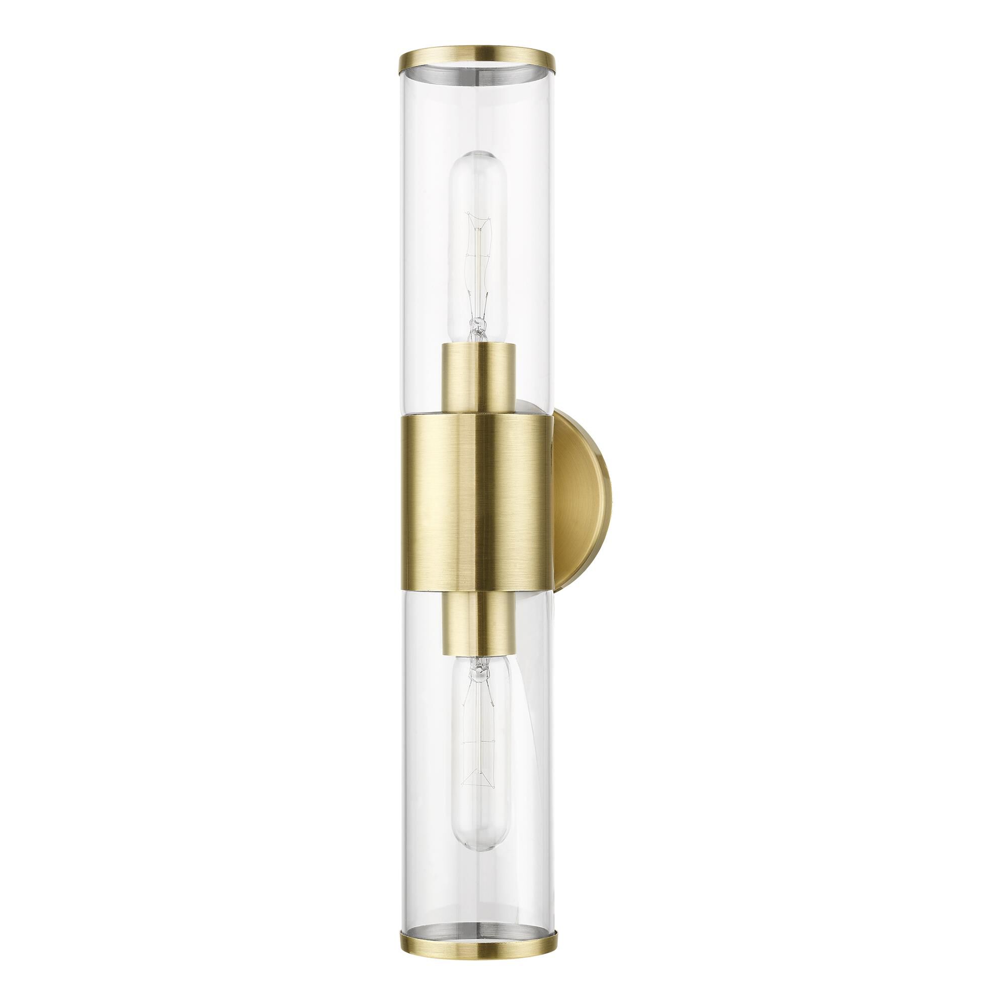 Shown in Antique Brass finish and Clear glass and Clear Glass shade