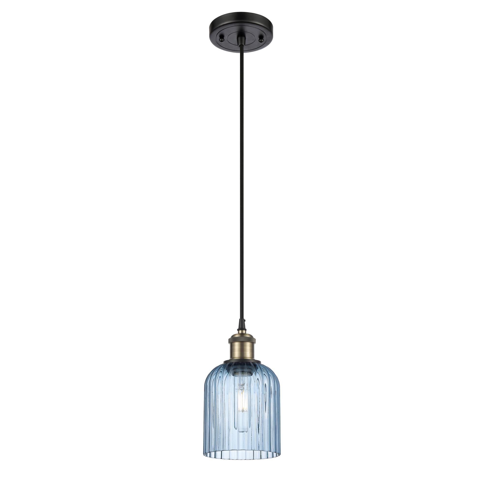 Shown in Black Antique Brass finish and Princess Blue shade