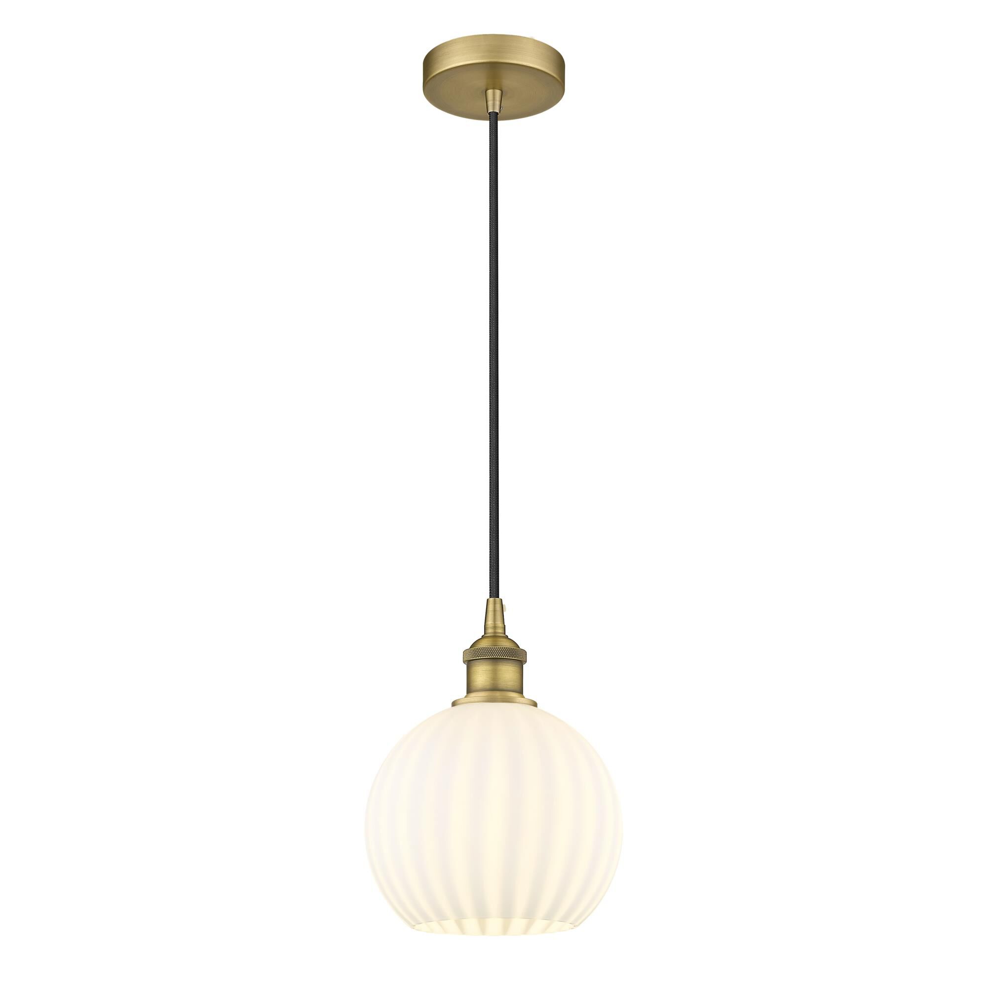 Shown in Brushed Brass finish and White Venetian glass