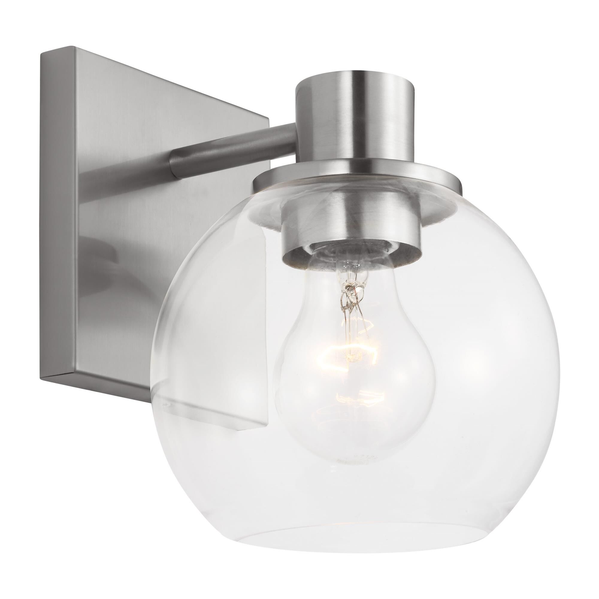 Shown in Brushed Nickel finish and Clear glass