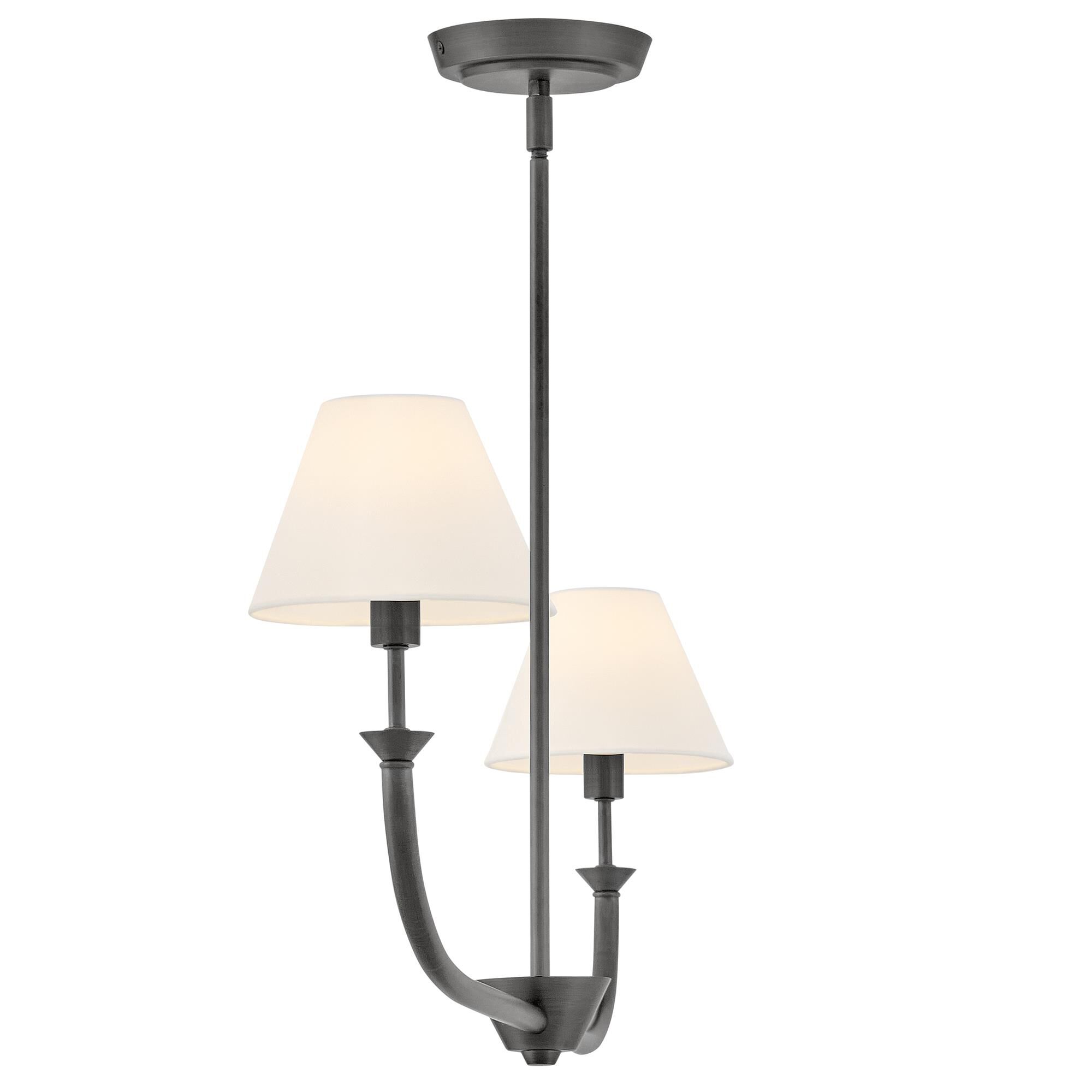 Shown in Blackened Brass finish and Off-White Linen shade