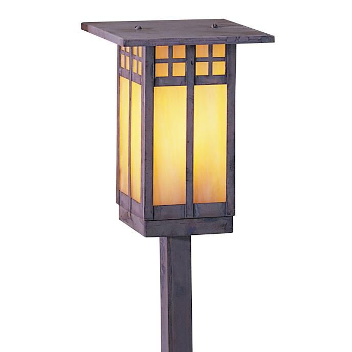 Shown in Verdigris Patina finish and Almond Mica glass