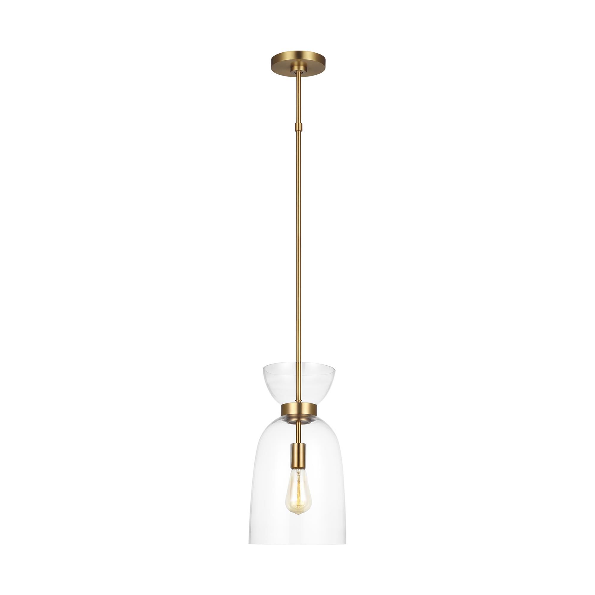 Shown in Burnished Brass finish and Clear glass
