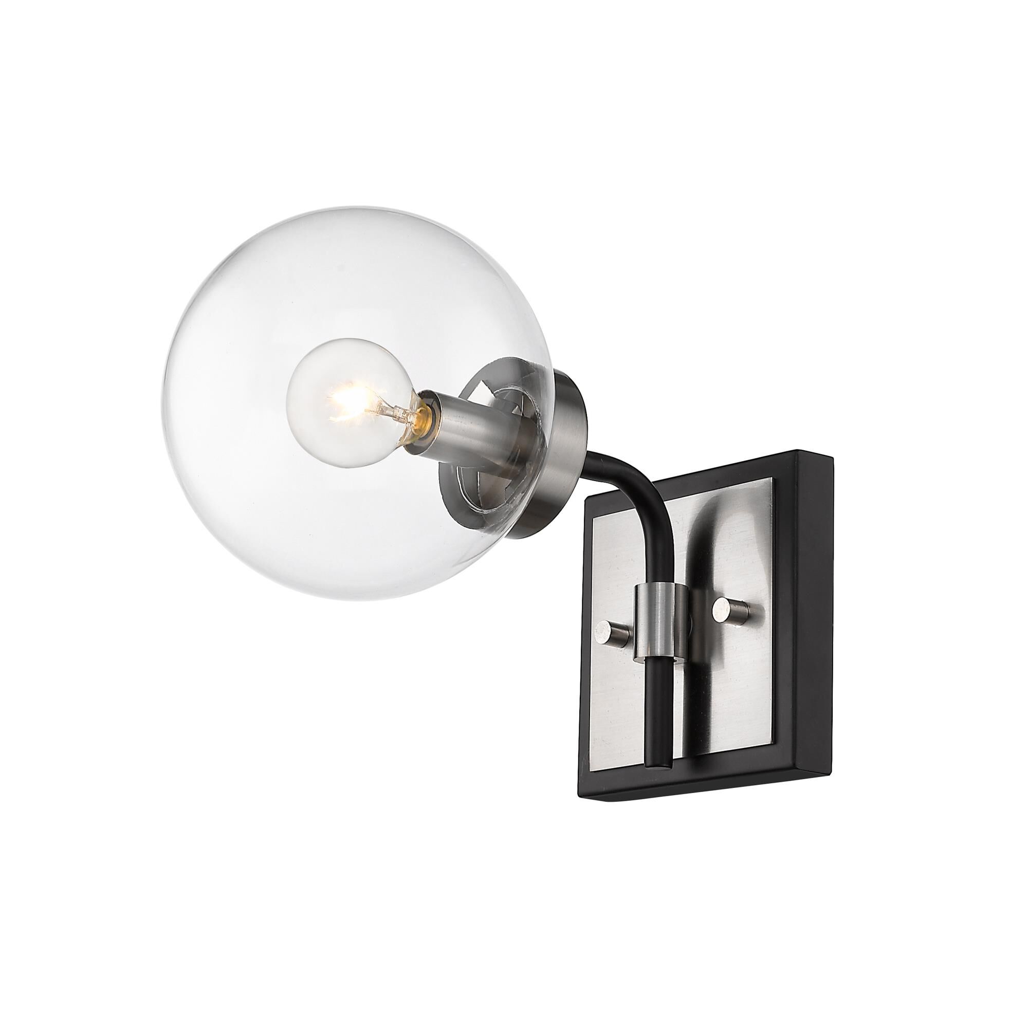 Shown in Matte Black + Brushed Nickel finish and Glass shade
