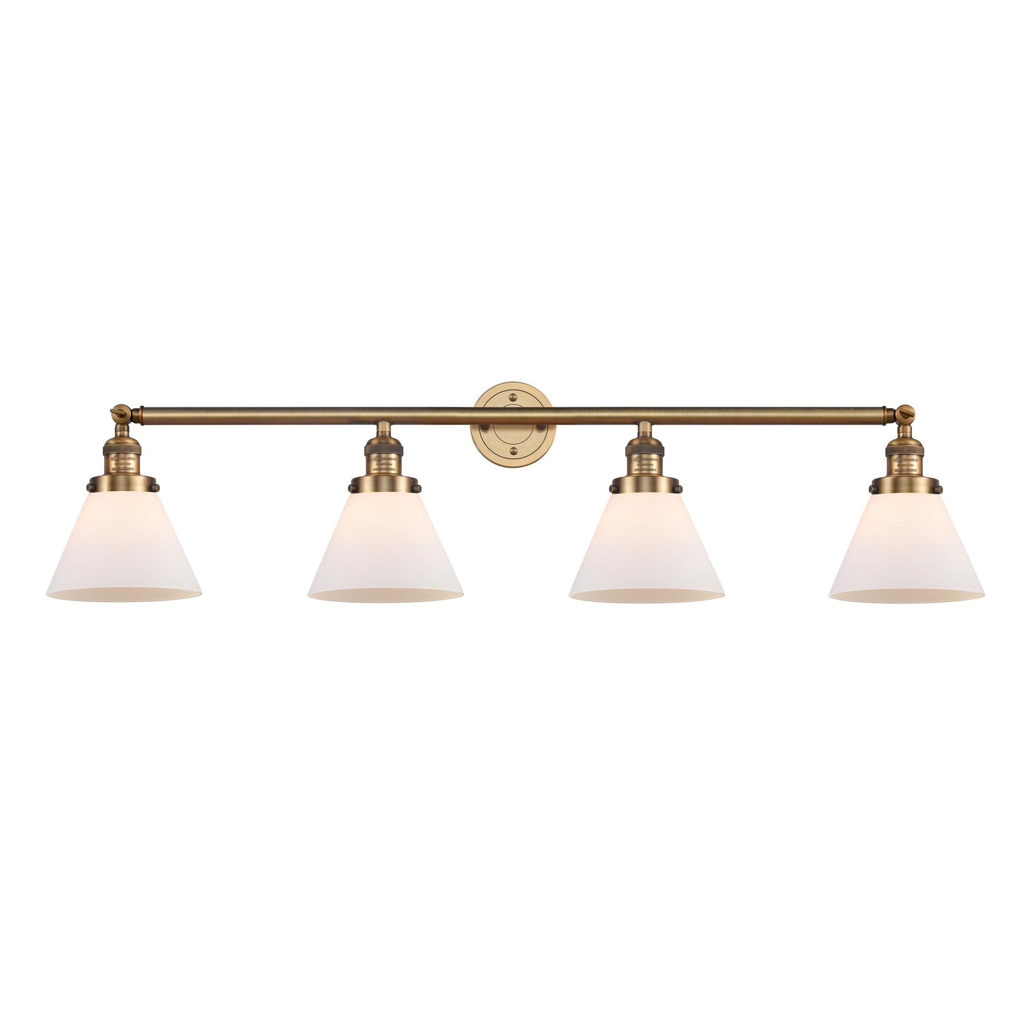 Shown in Brushed Brass finish and Matte White Cased glass