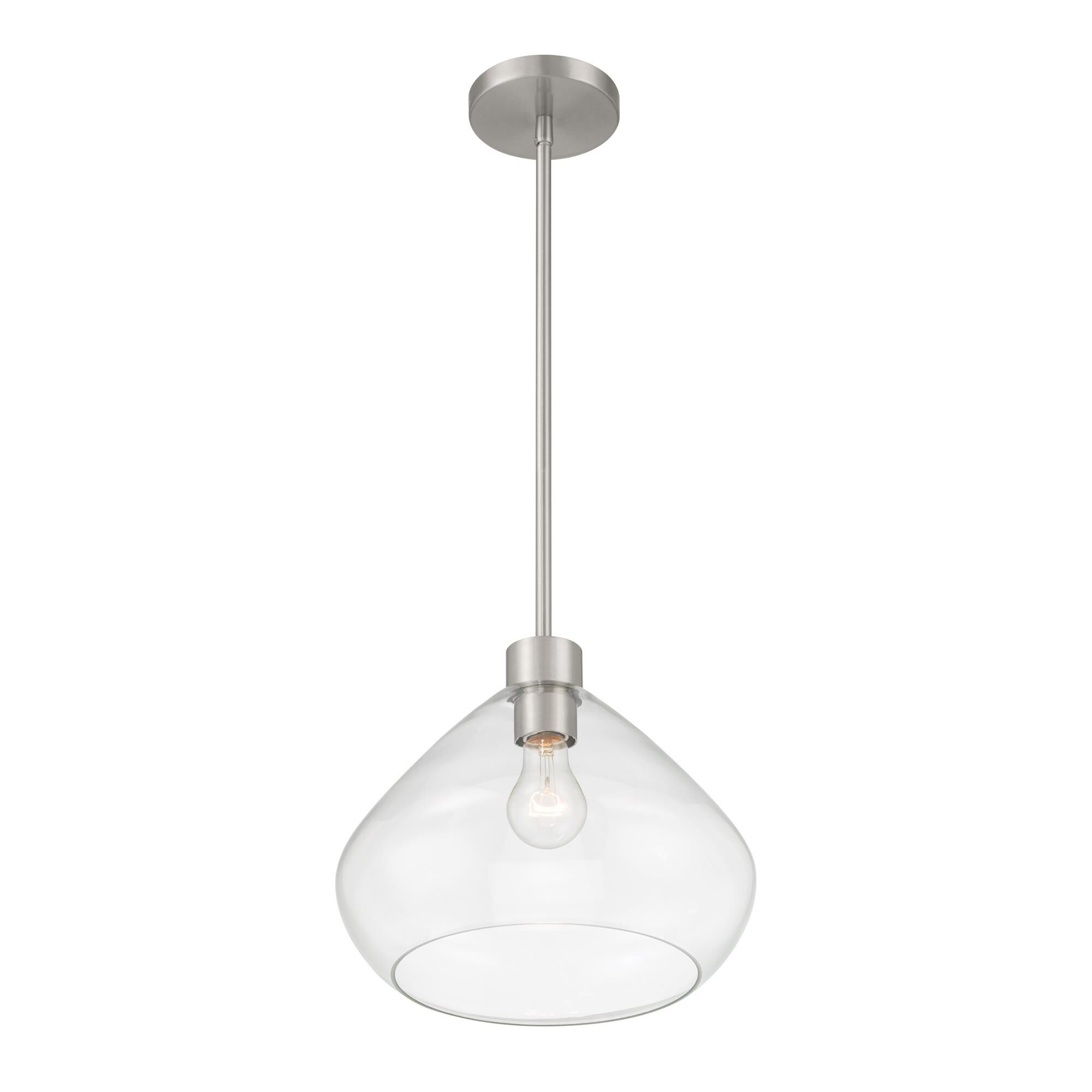 Shown in Brushed Nickel finish and Clear glass