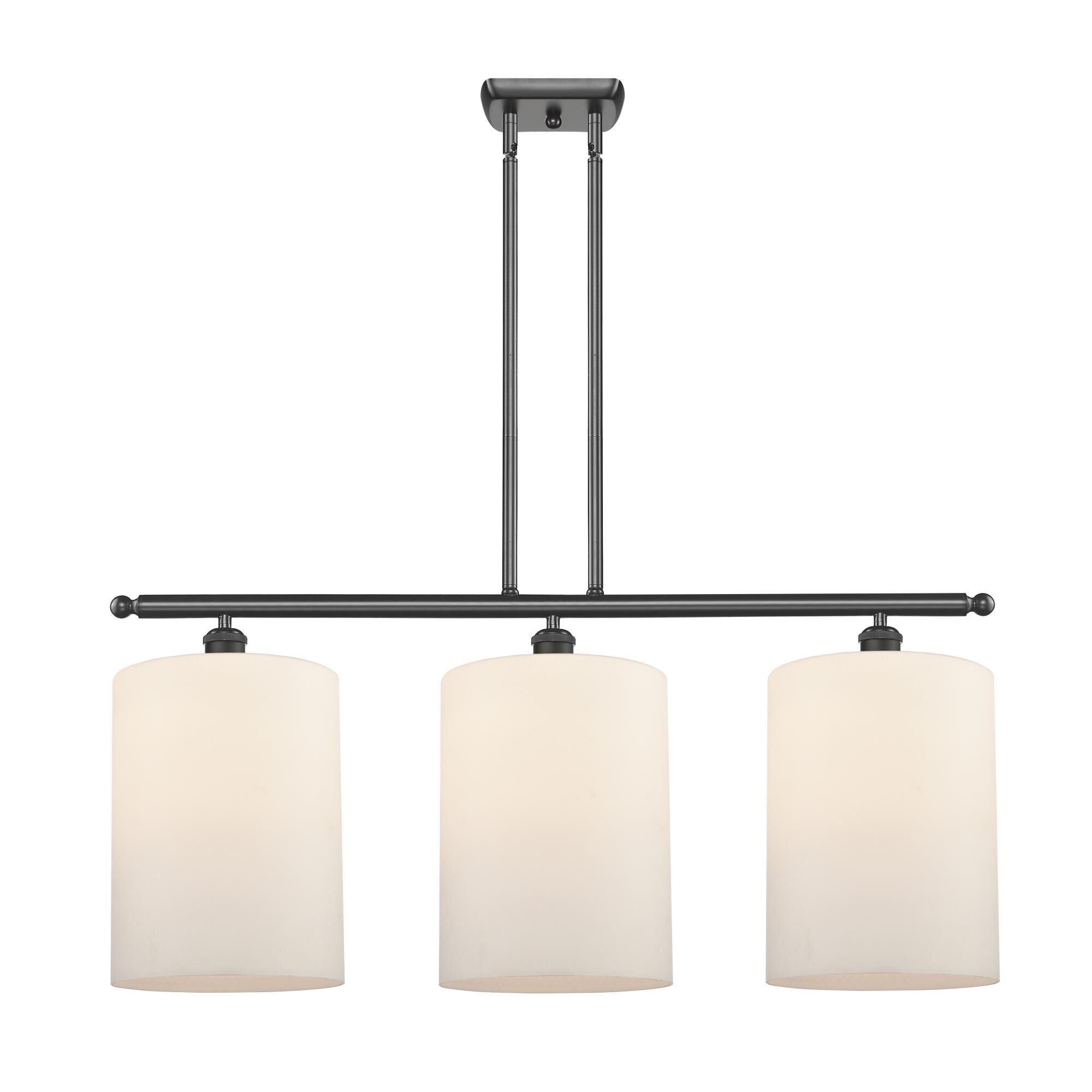 Shown in Oil Rubbed Bronze finish and Matte White glass