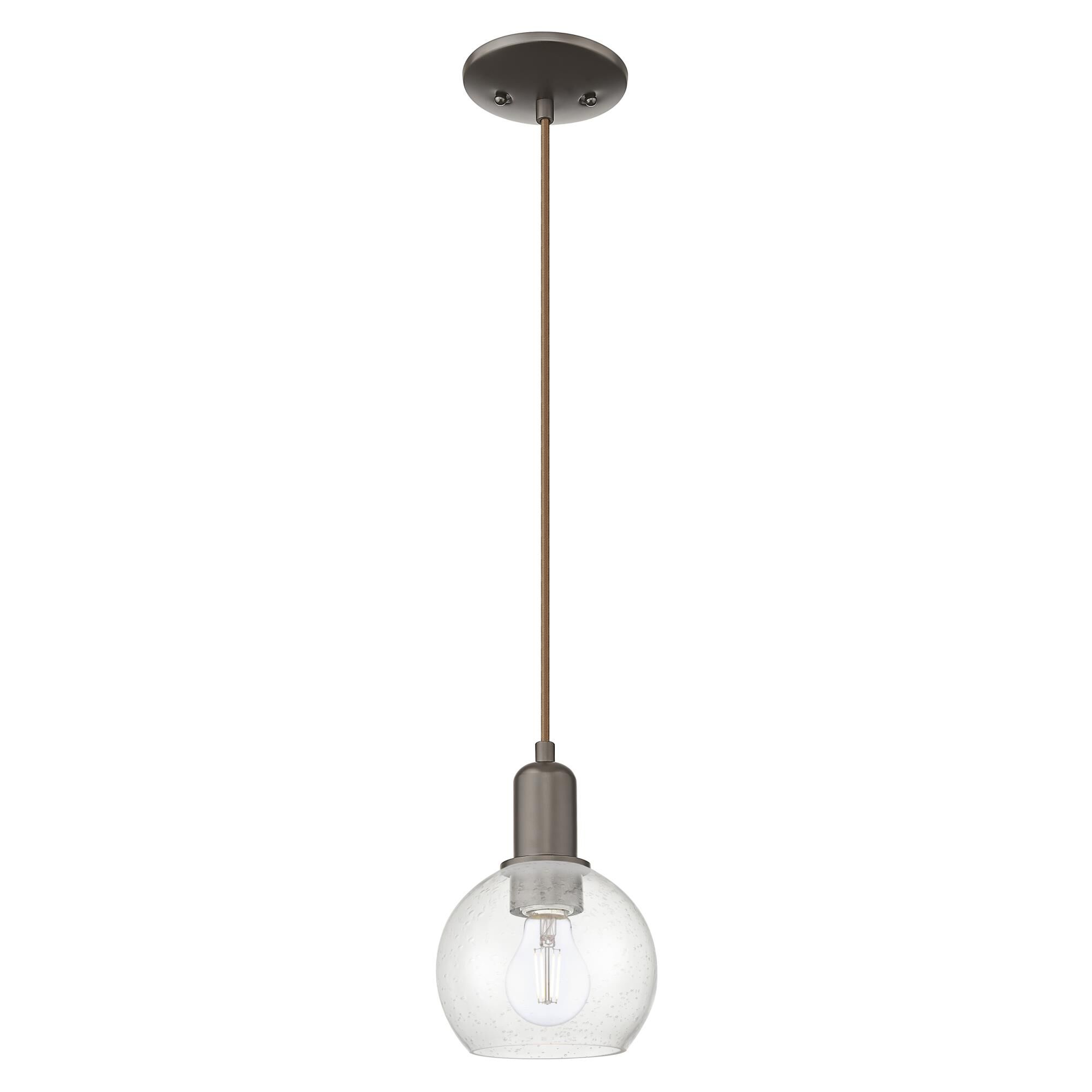 Shown in Oil Rubbed Bronze finish and Seedy glass