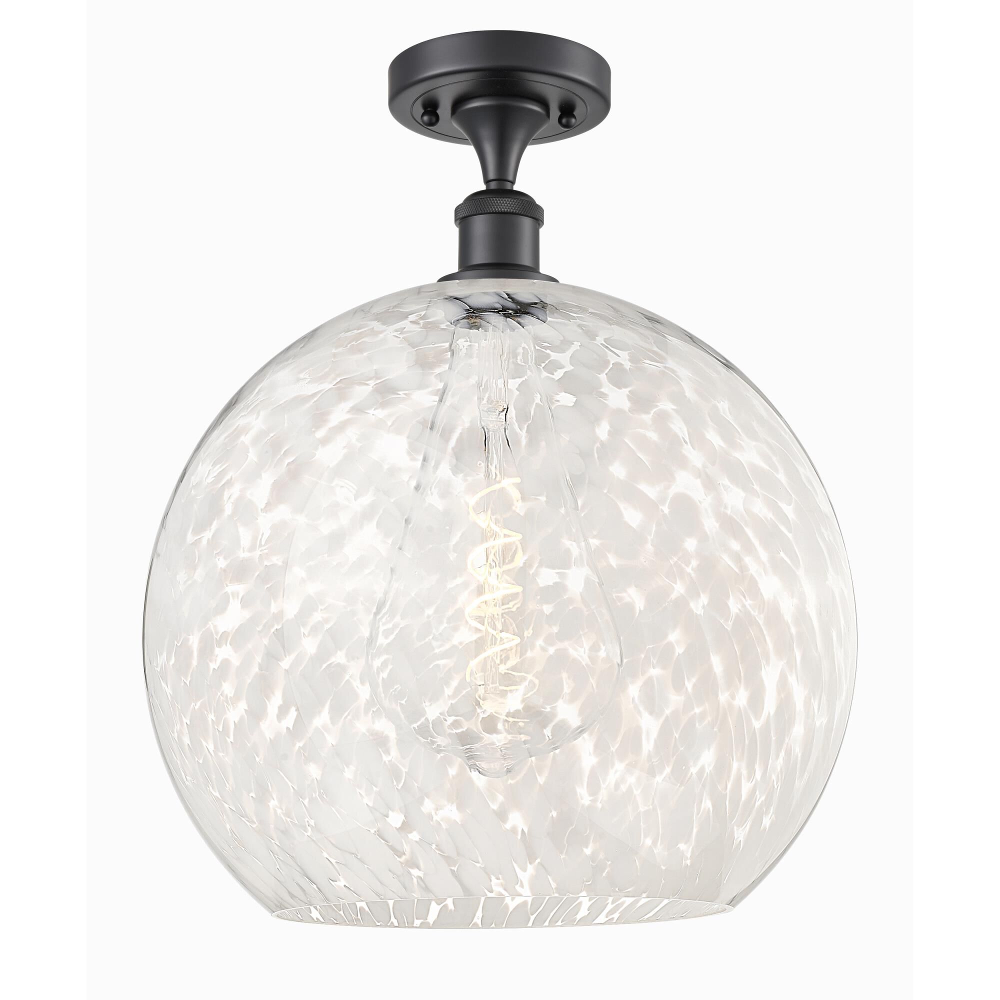 Shown in Matte Black finish and White Mouchette glass