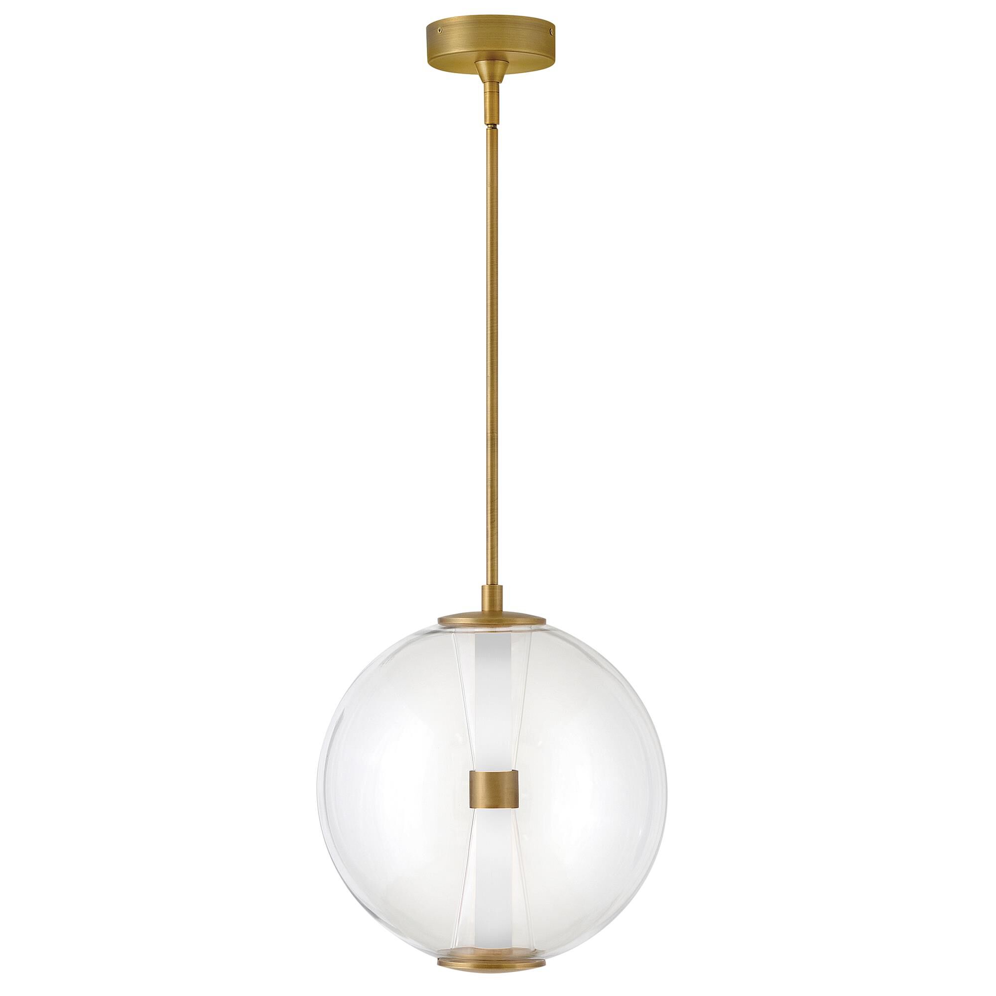 Shown in Lacquered Brass finish and Clear glass