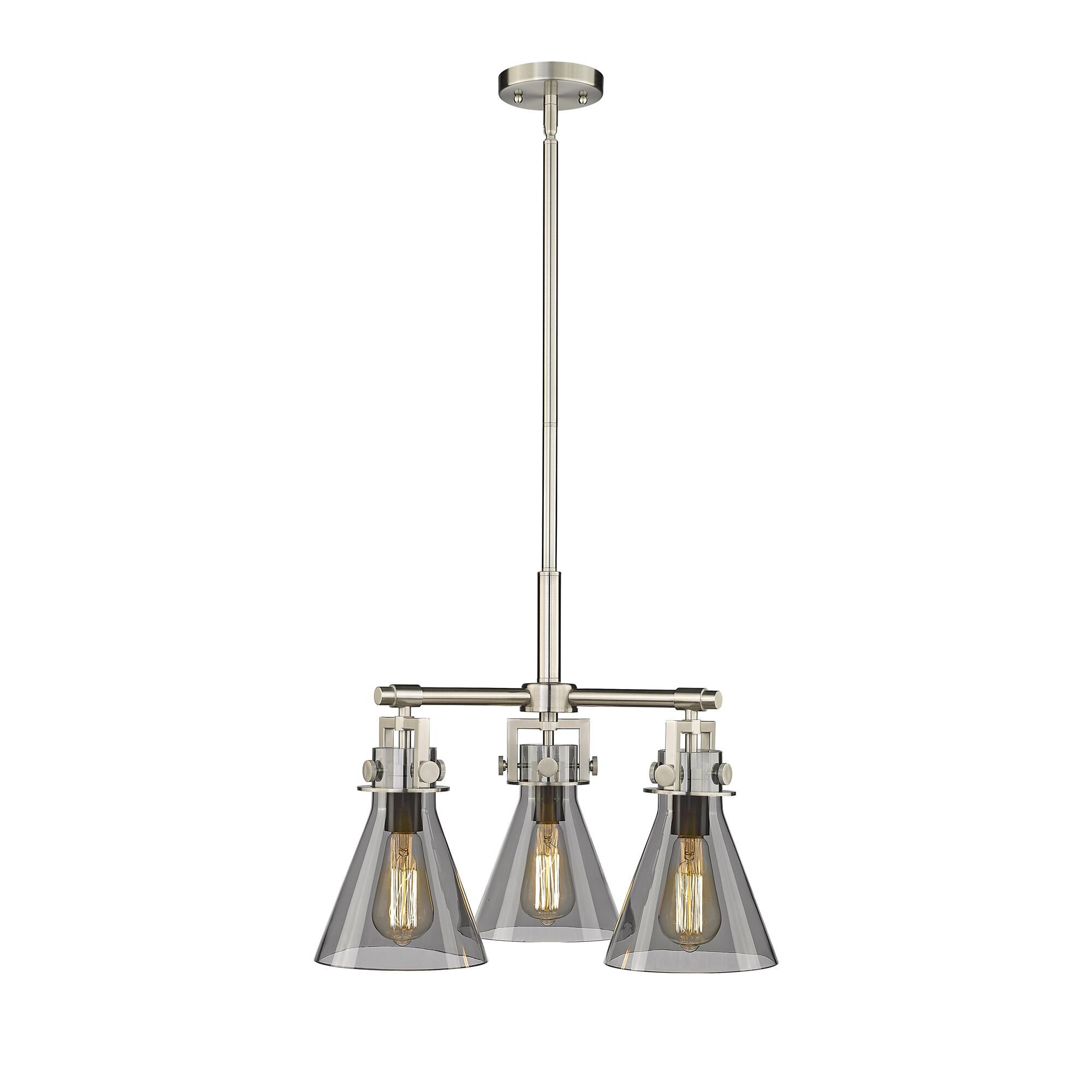 Shown in Satin Nickel finish and Plated Smoke glass