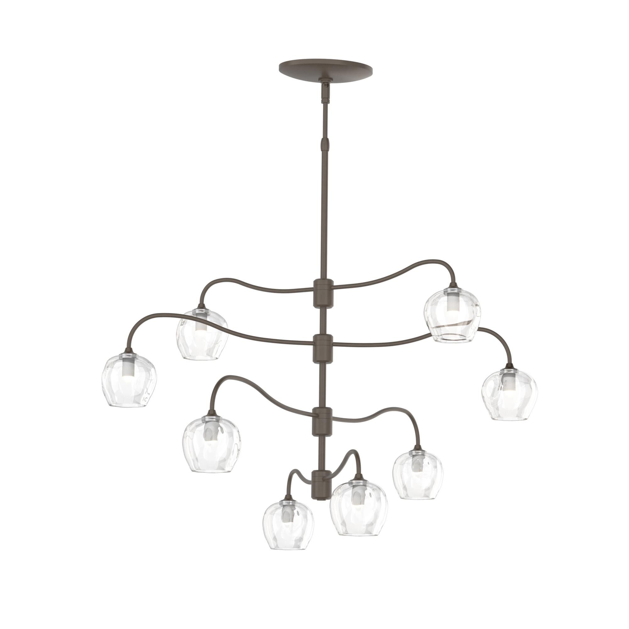 Shown in Bronze finish and Thumbprint Clear glass