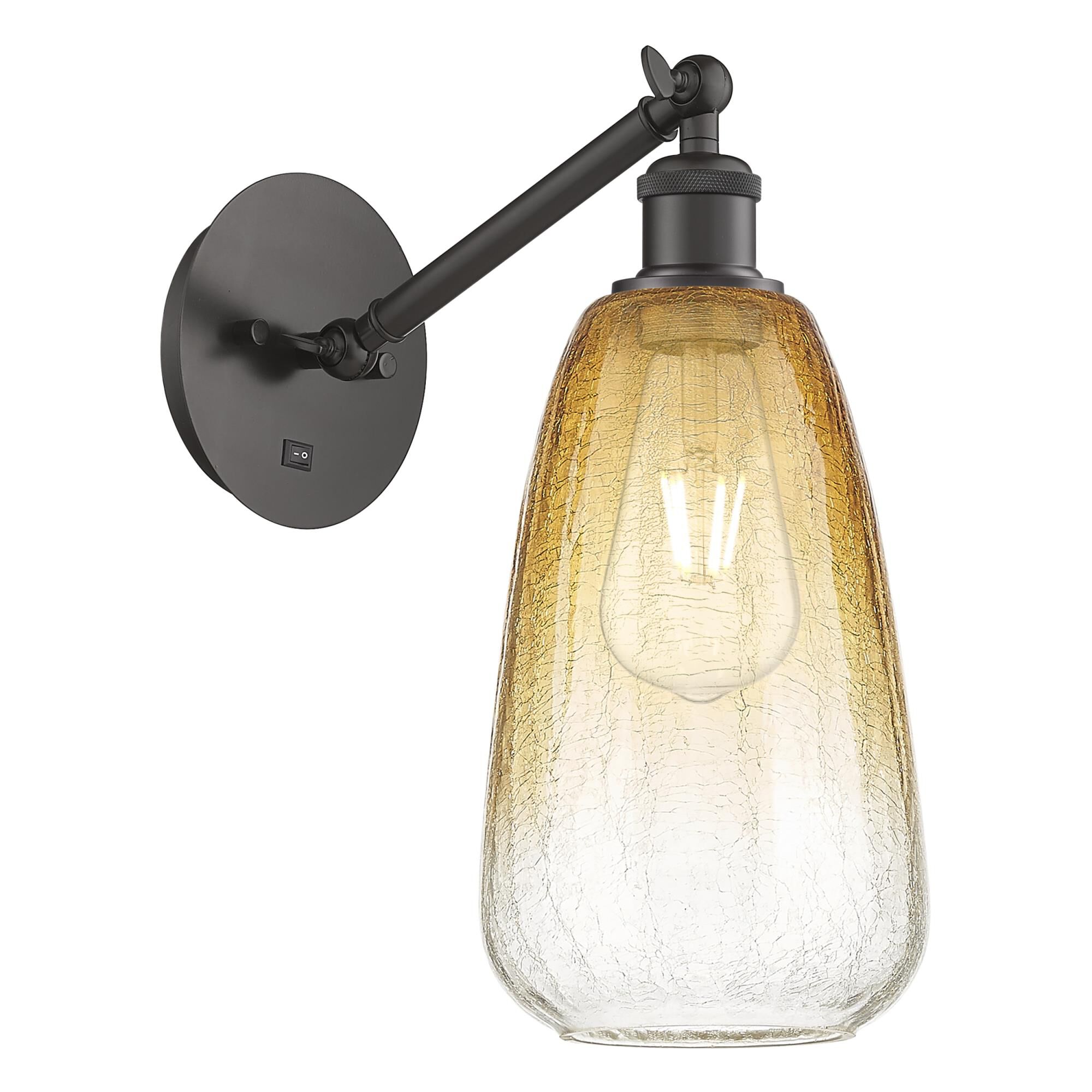 Shown in Oil Rubbed Bronze finish and Amber glass