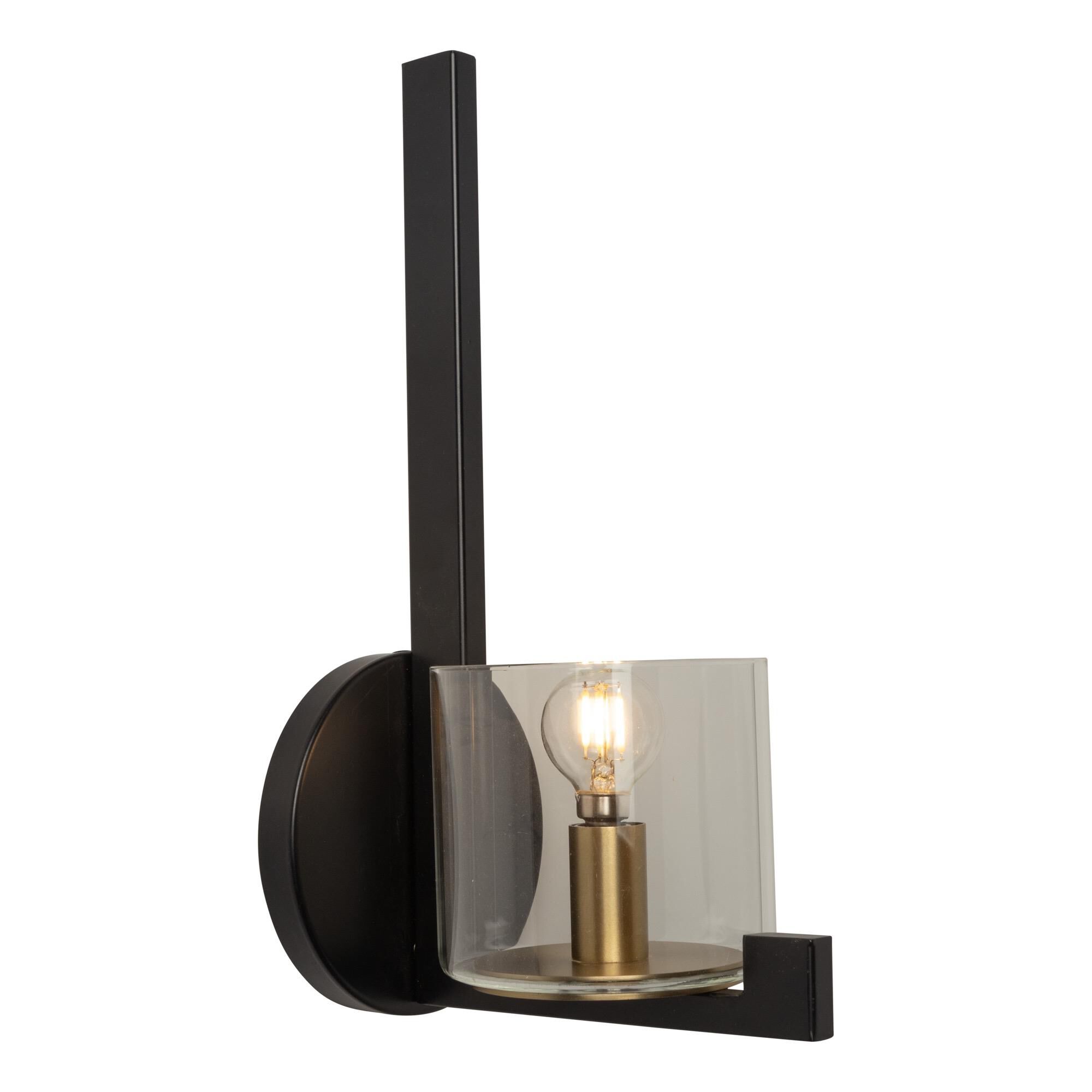 Shown in Black And Brass finish and Glass shade