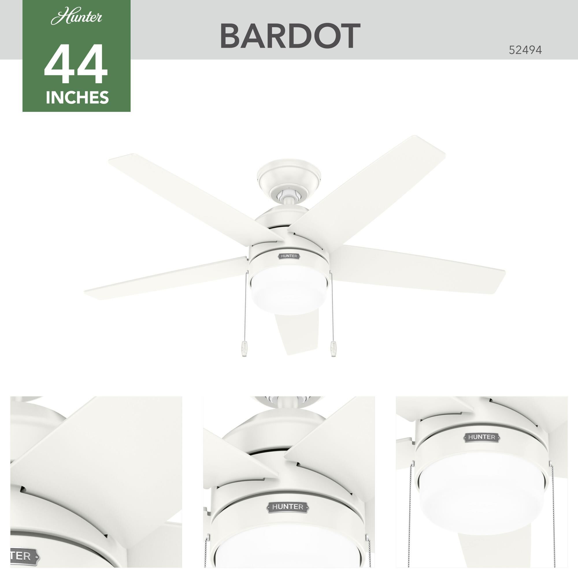 Bardot 44 Inch Ceiling Fan with Light Kit by Hunter Fan