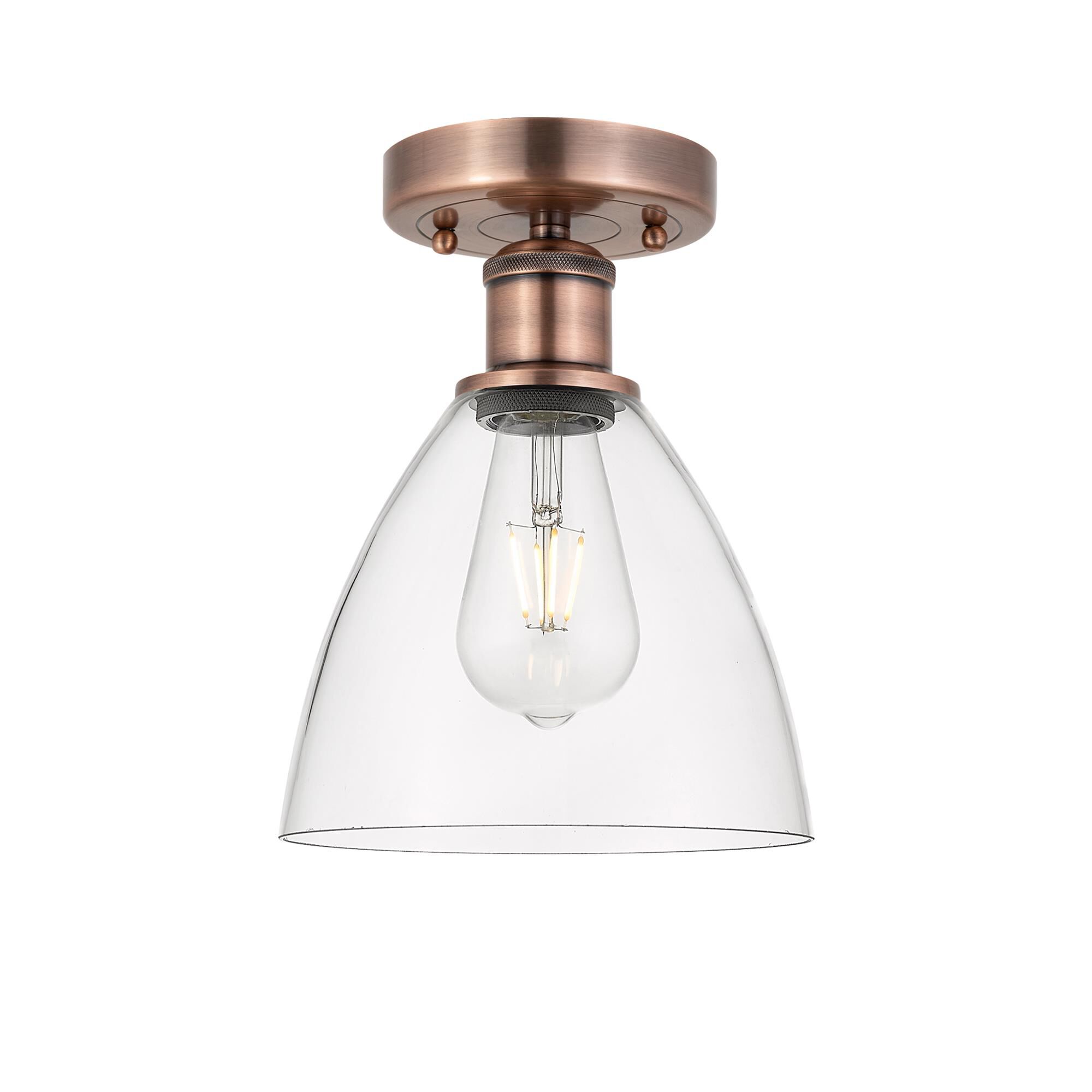 Shown in Antique Copper finish and Clear glass