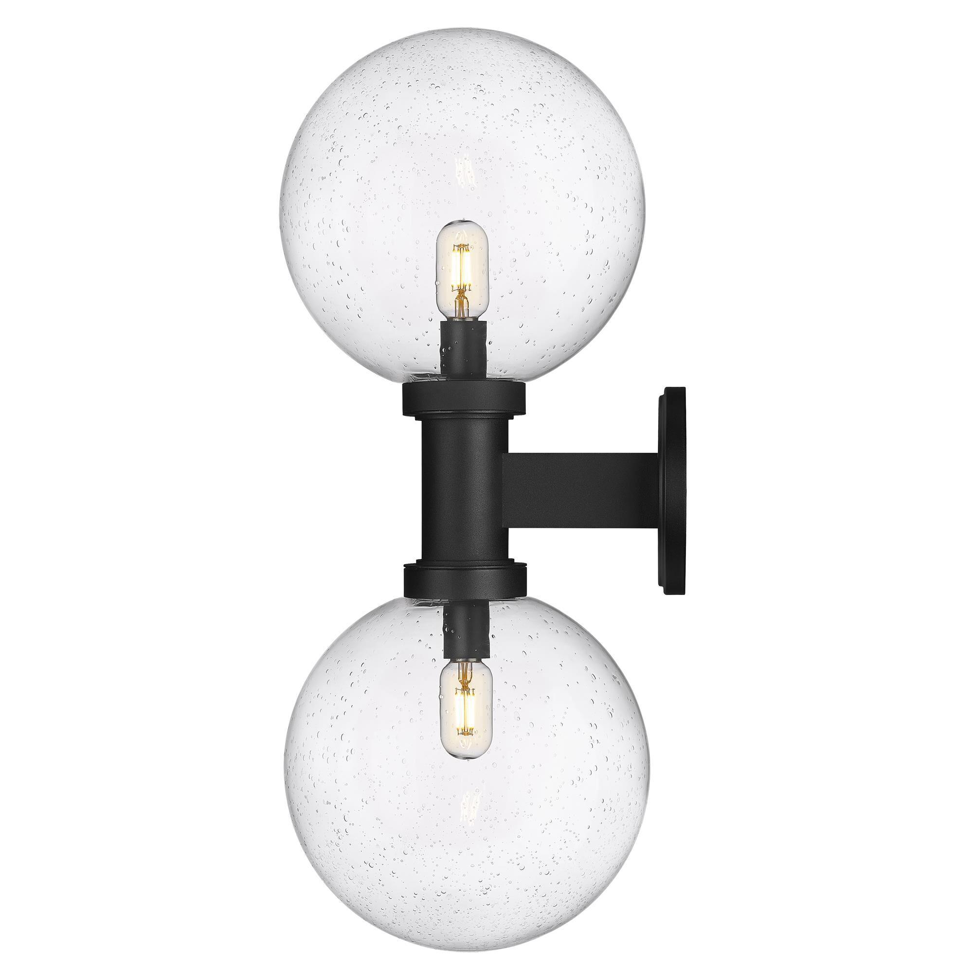 Shown in Black finish and Clear Seedy glass