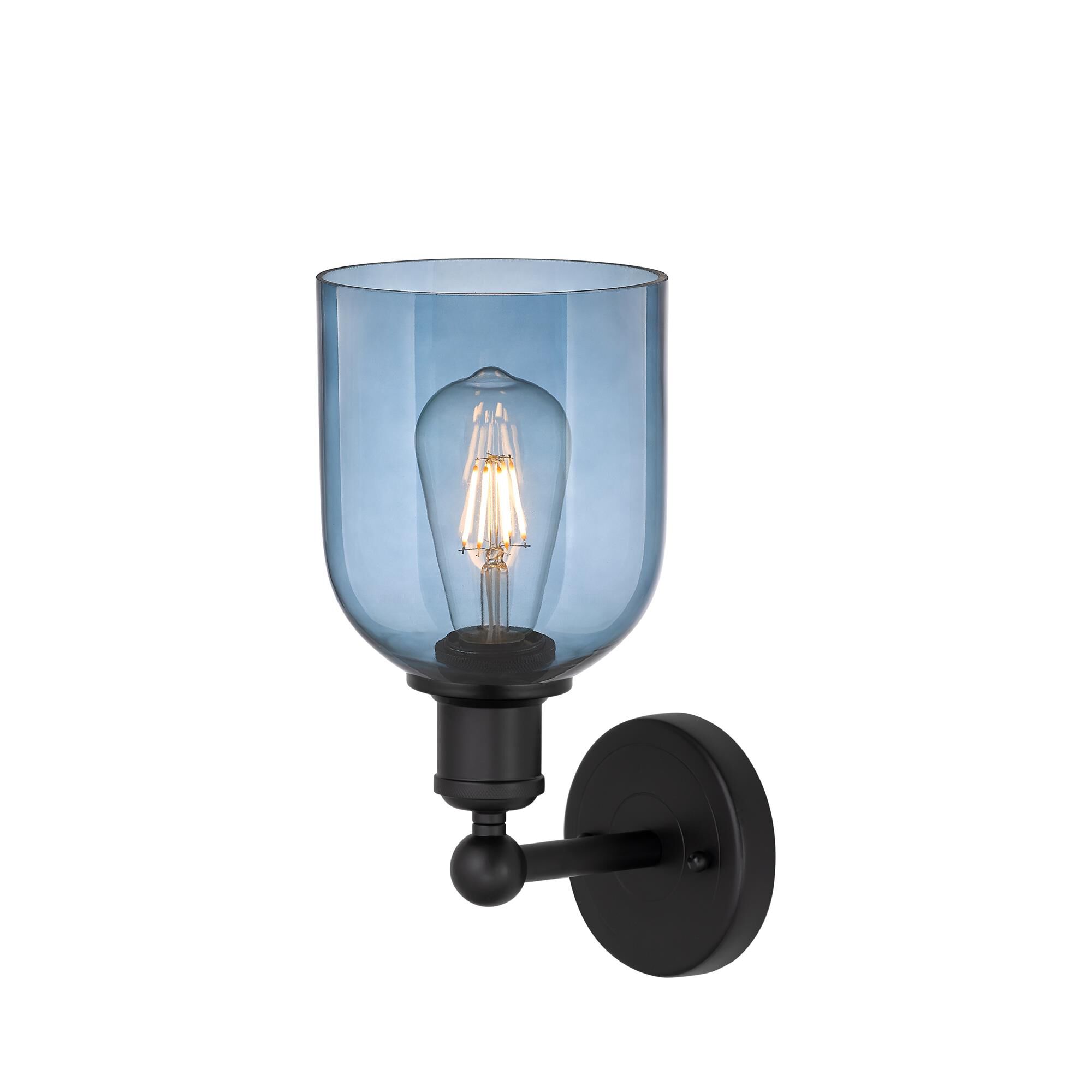 Shown in Matte Black finish and Princess Blue glass