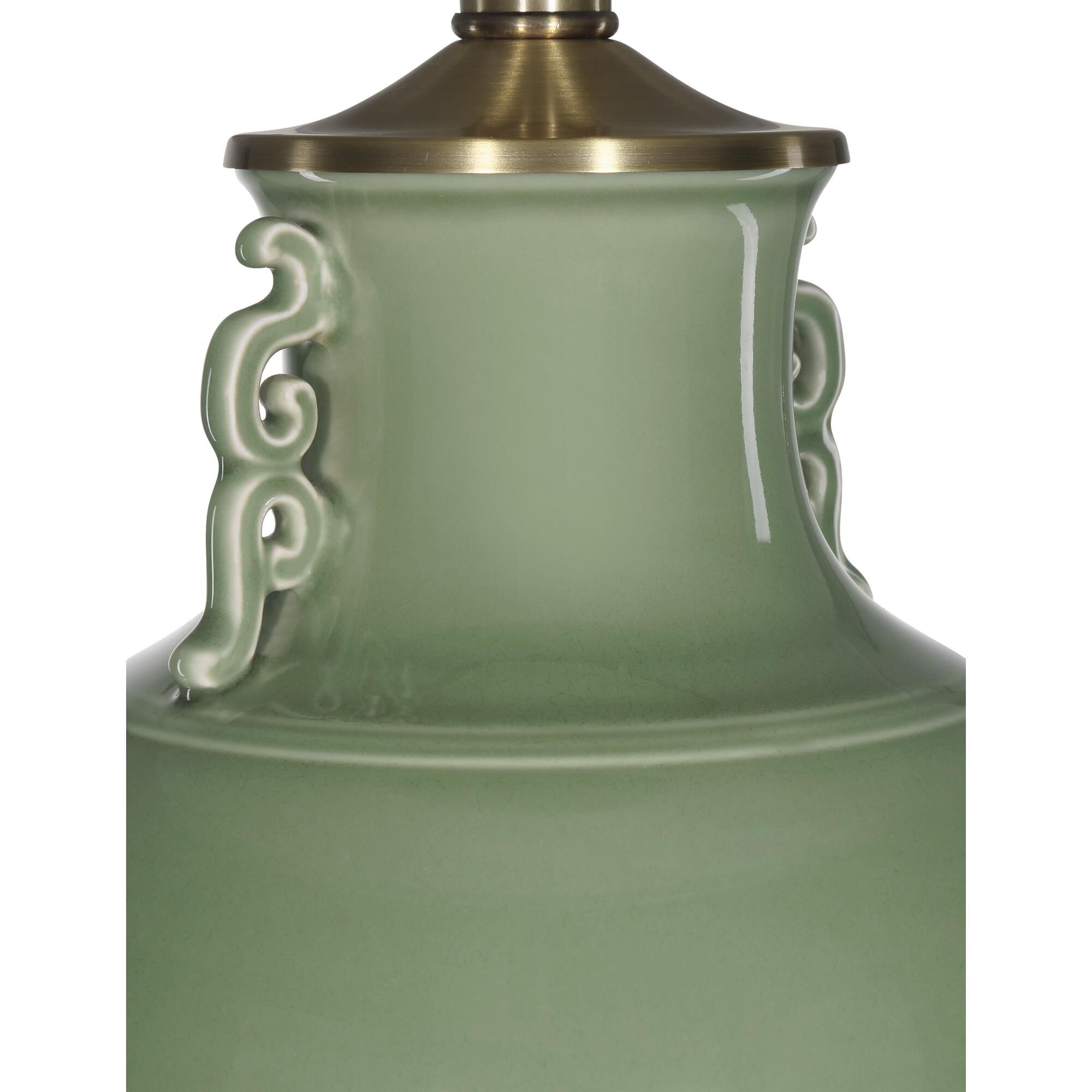 Shown in Green and Clear finish and Off-White Polyester/Single Fold/Green Trim shade