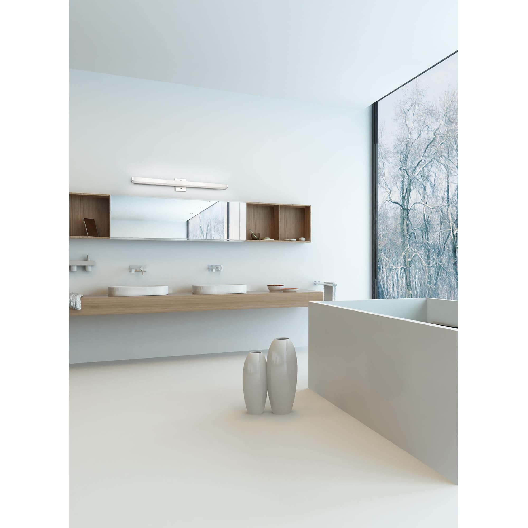 Shown in Chrome finish and White Acrylic glass