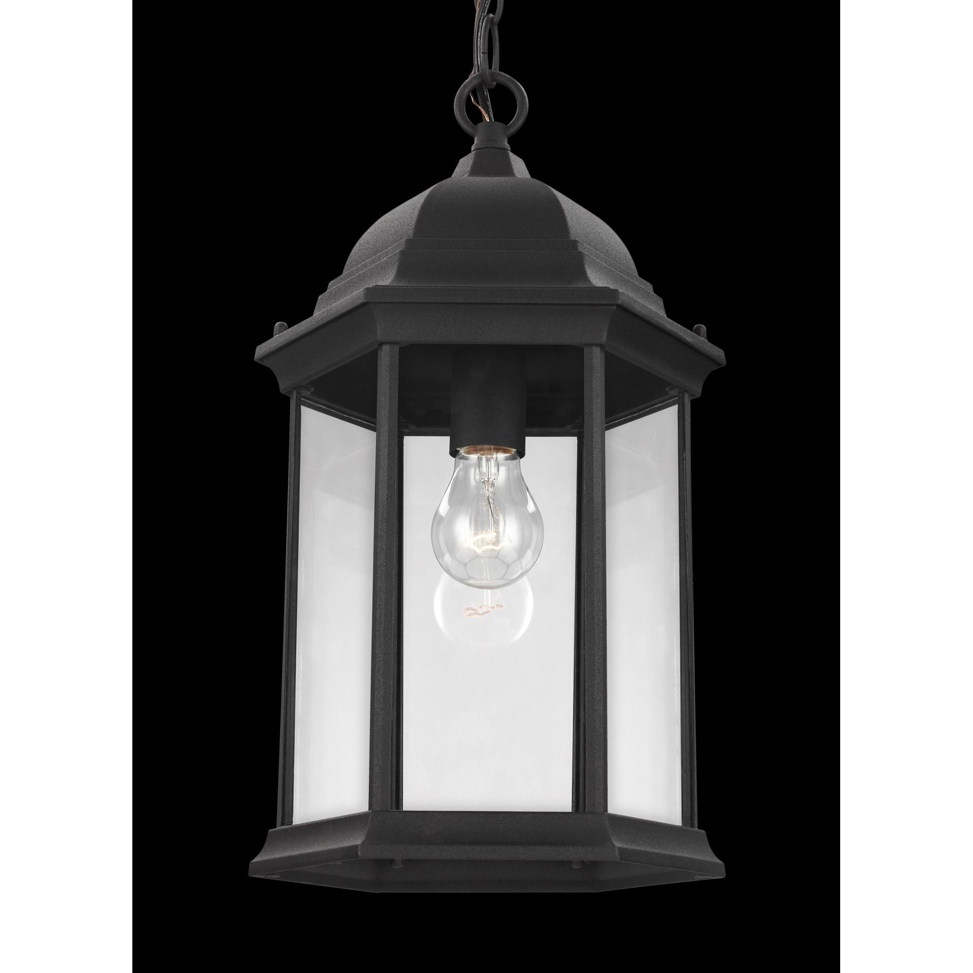 Shown in Black finish and Clear  Panels glass and Clear Glass Panels shade