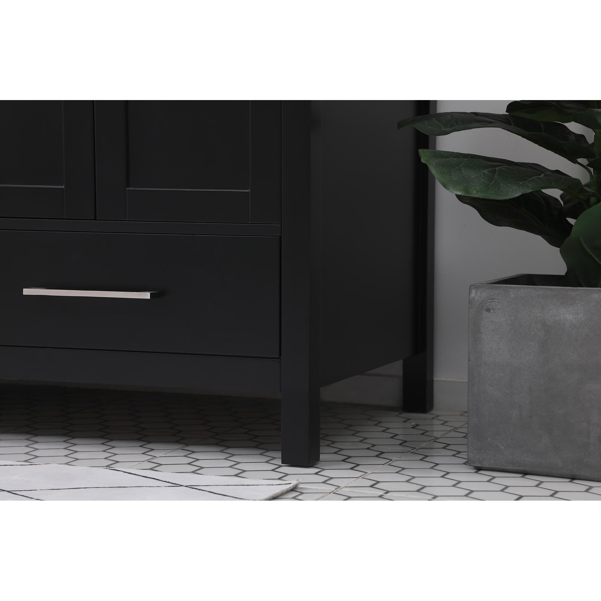 Shown in Black And Brushed Nickel With Calacatta Quartz finish