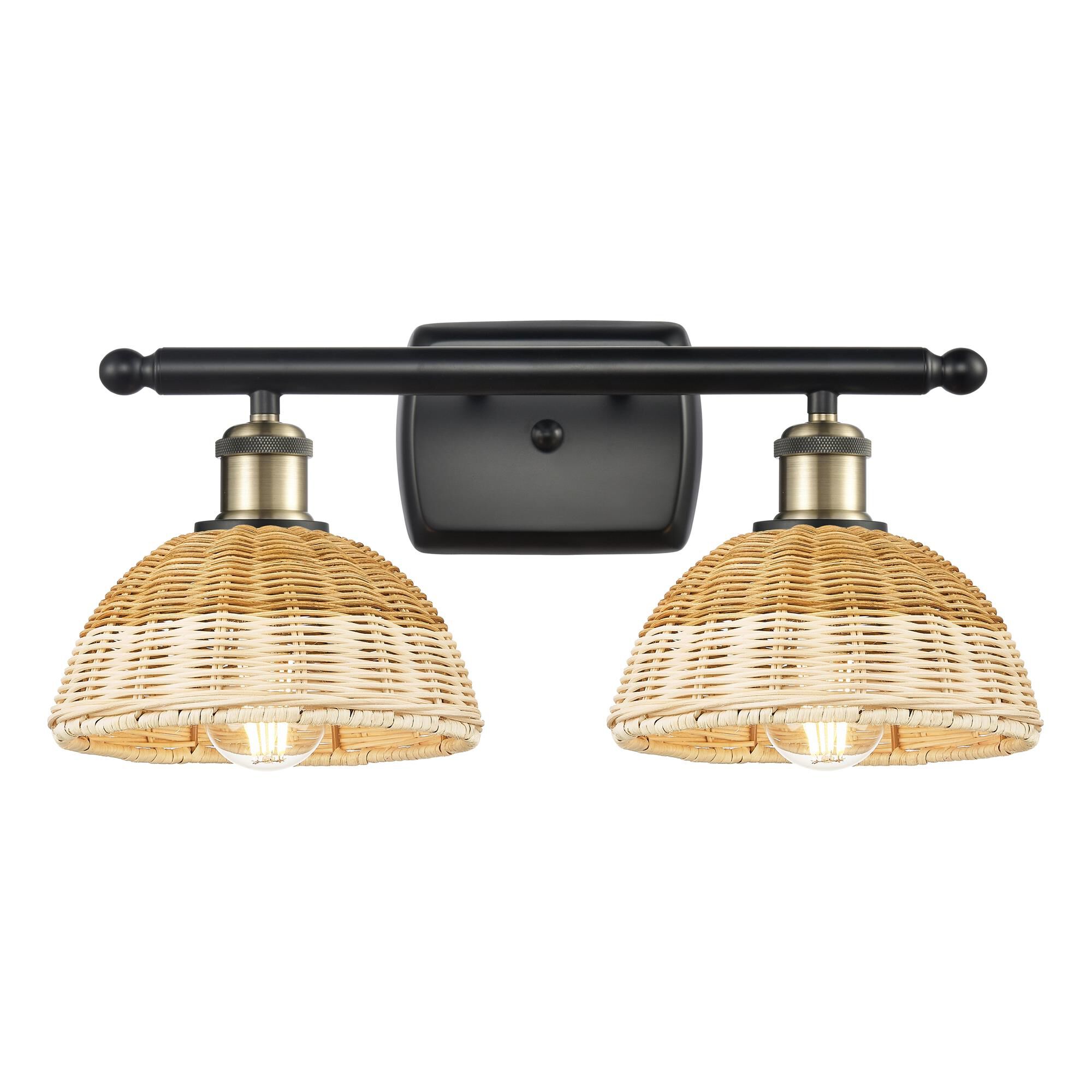 Shown in Black Antique Brass finish and Natural shade
