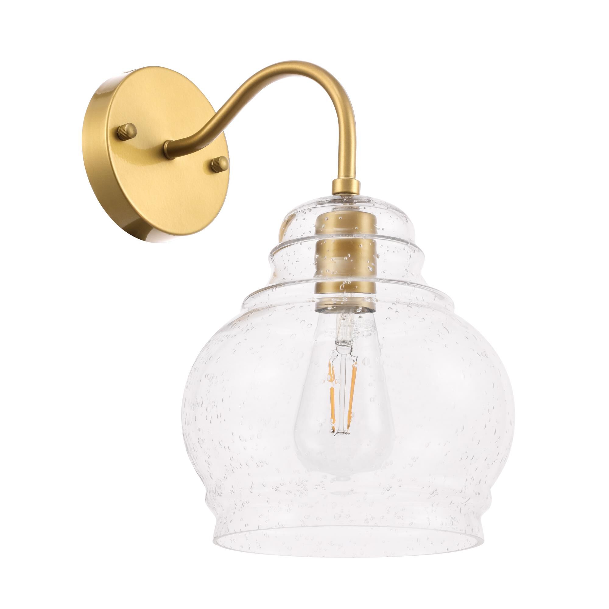 Shown in Brass finish and Clear Bubble  glass