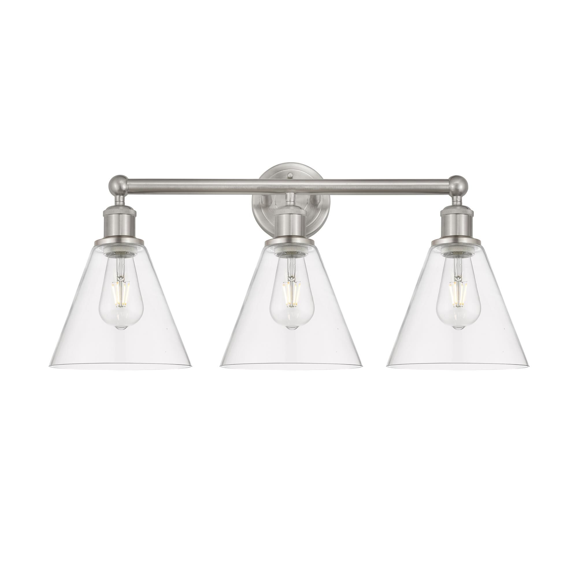 Shown in Satin Nickel finish and Clear glass