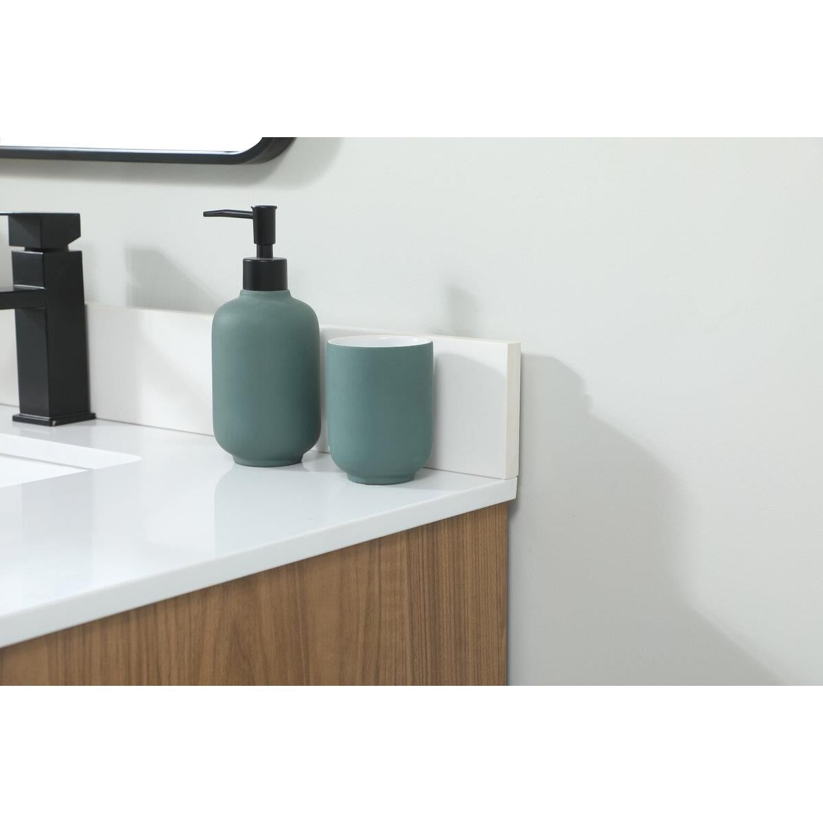 Shown in Walnut Brown finish and With Backsplash accent