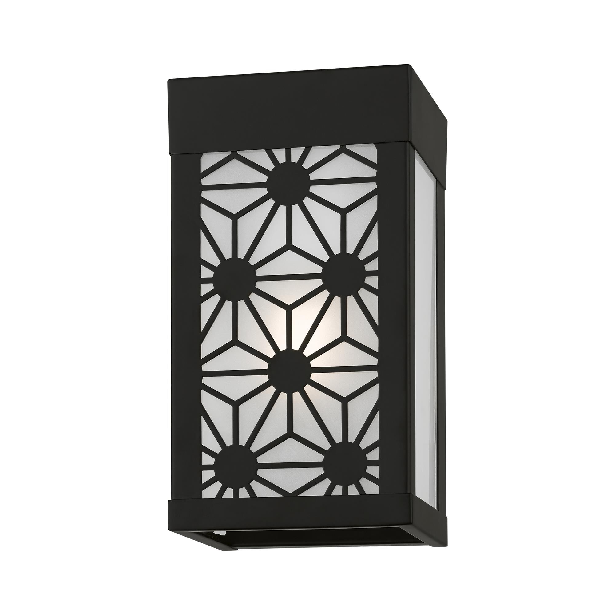 Shown in Black finish and Clear Outside and Sandblasted Inside glass