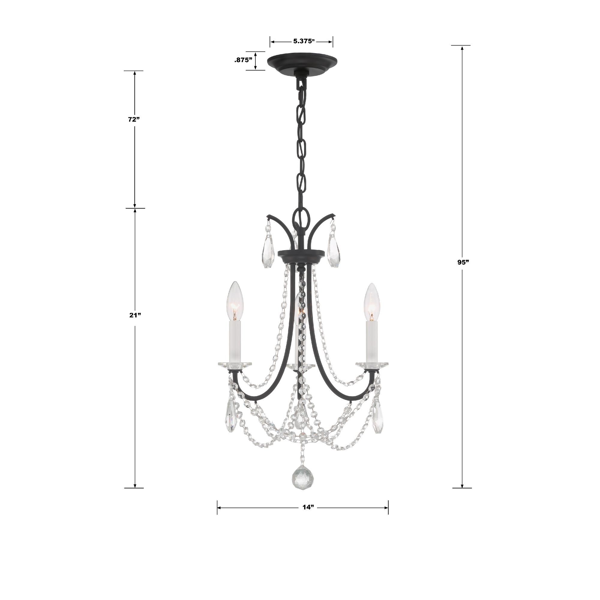 Karrington 14 Inch 3 Light Mini Chandelier by Crystorama