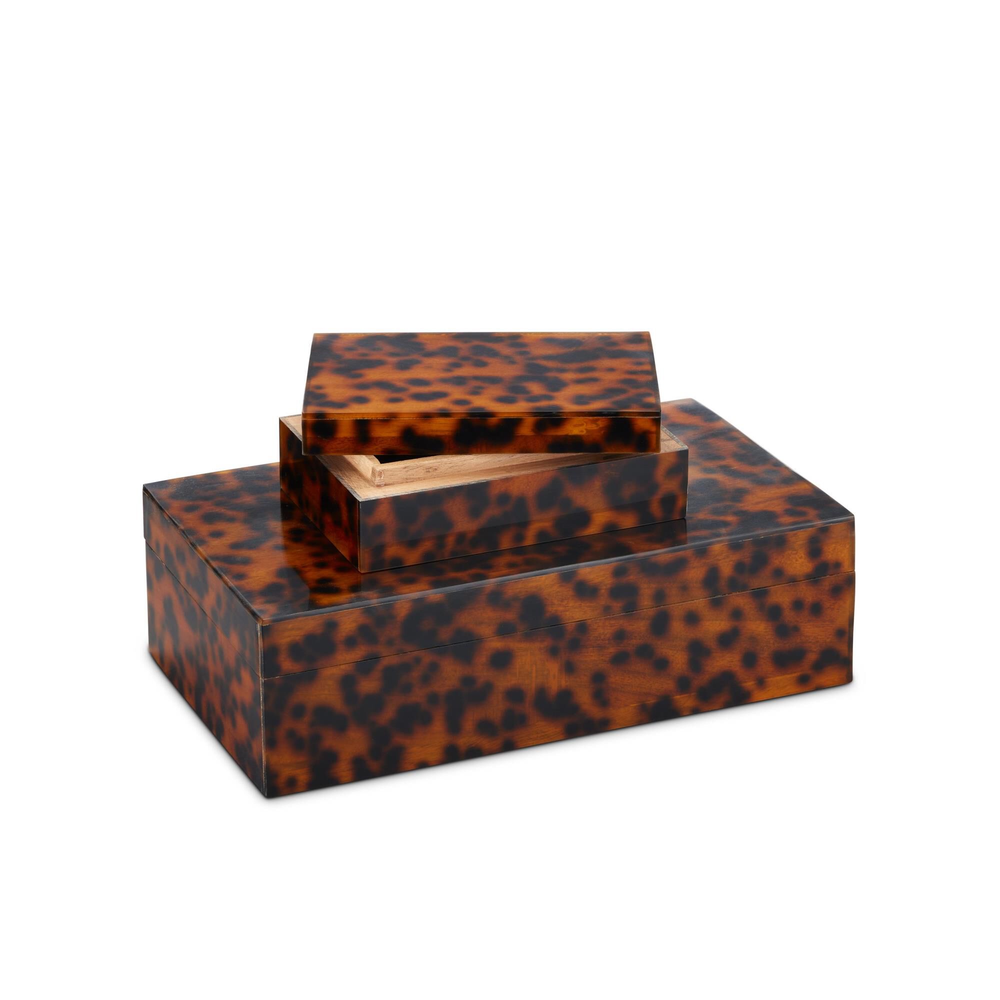 Faux Tortoise Box Set of 2 Accent Box by Currey and Company