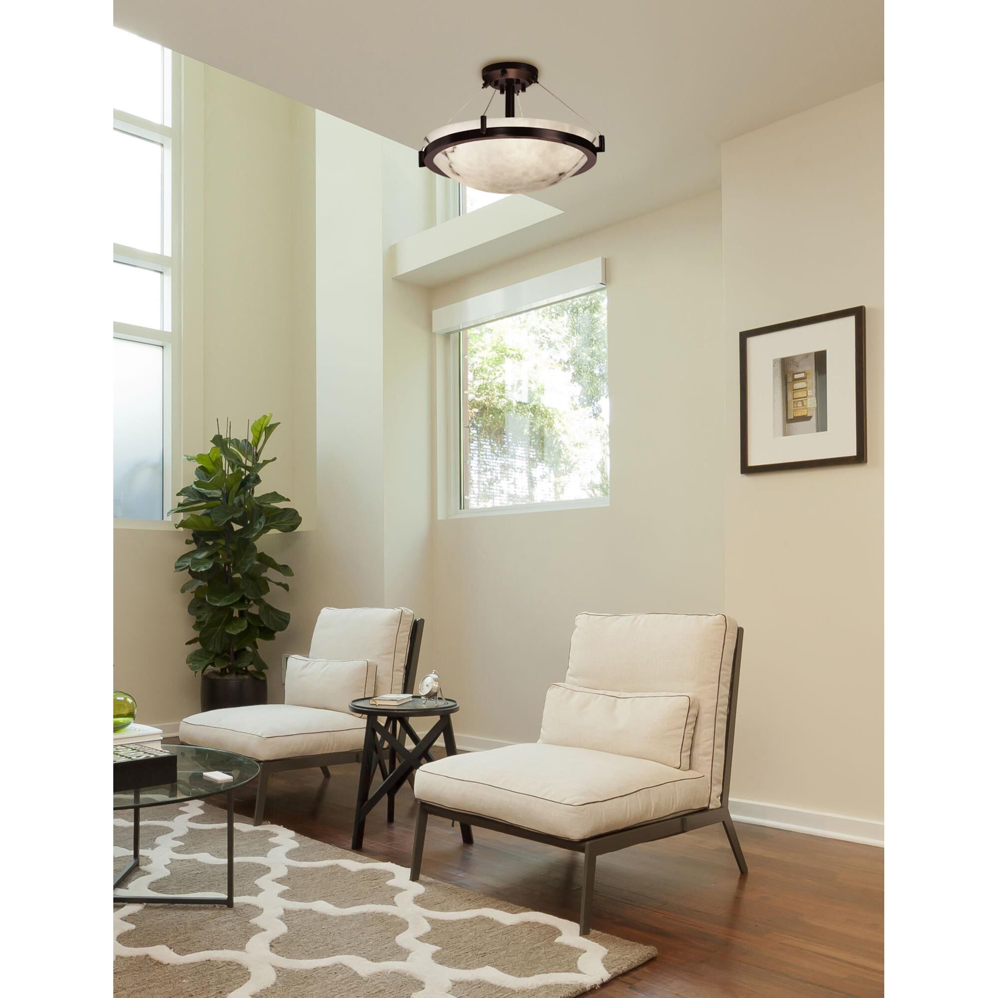 Shown in Dark Bronze finish and Faux Alabaster Resin glass and Round Bowl (FAL) shade and Round Bowl accent