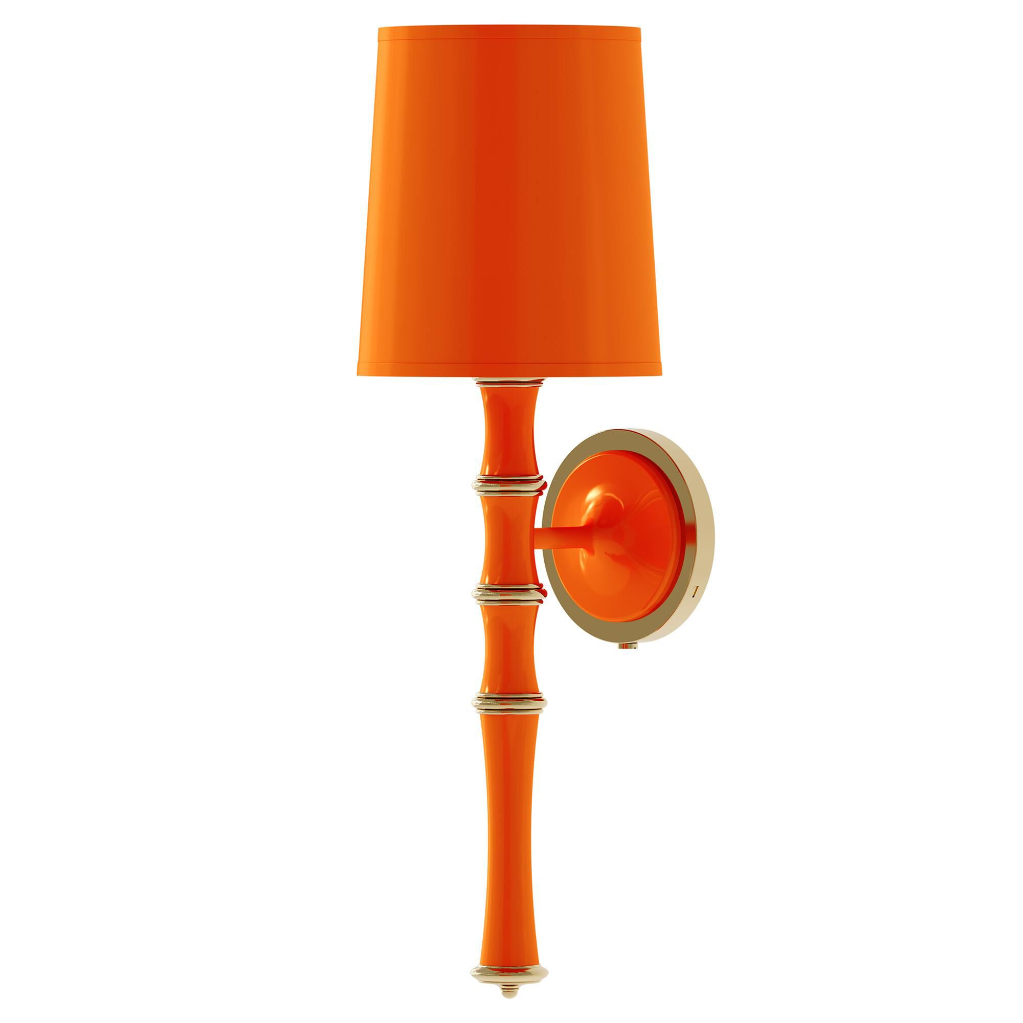 Shown in Pumpkin finish and Celadon shade and Modern Brass  accent