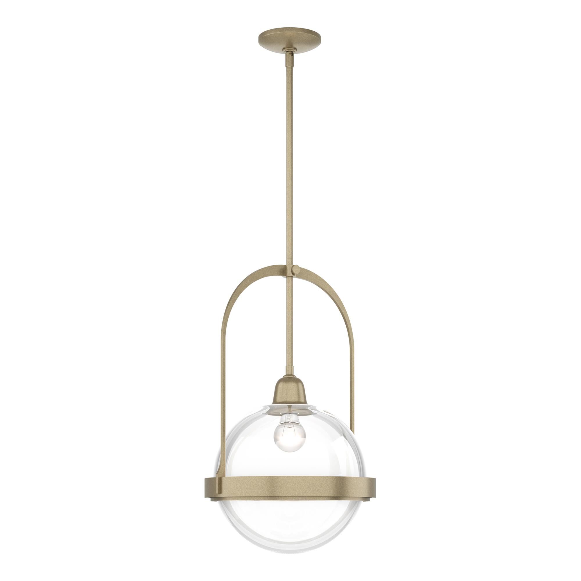 Shown in Soft Gold finish and Clear glass