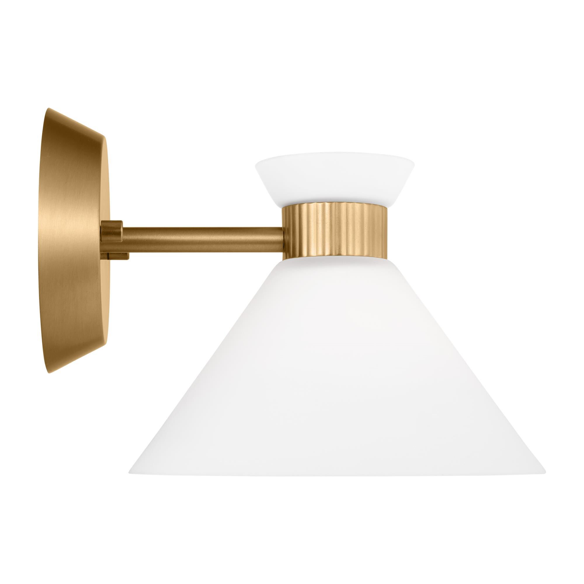 Shown in Satin Brass finish and Etched White Glass s shade