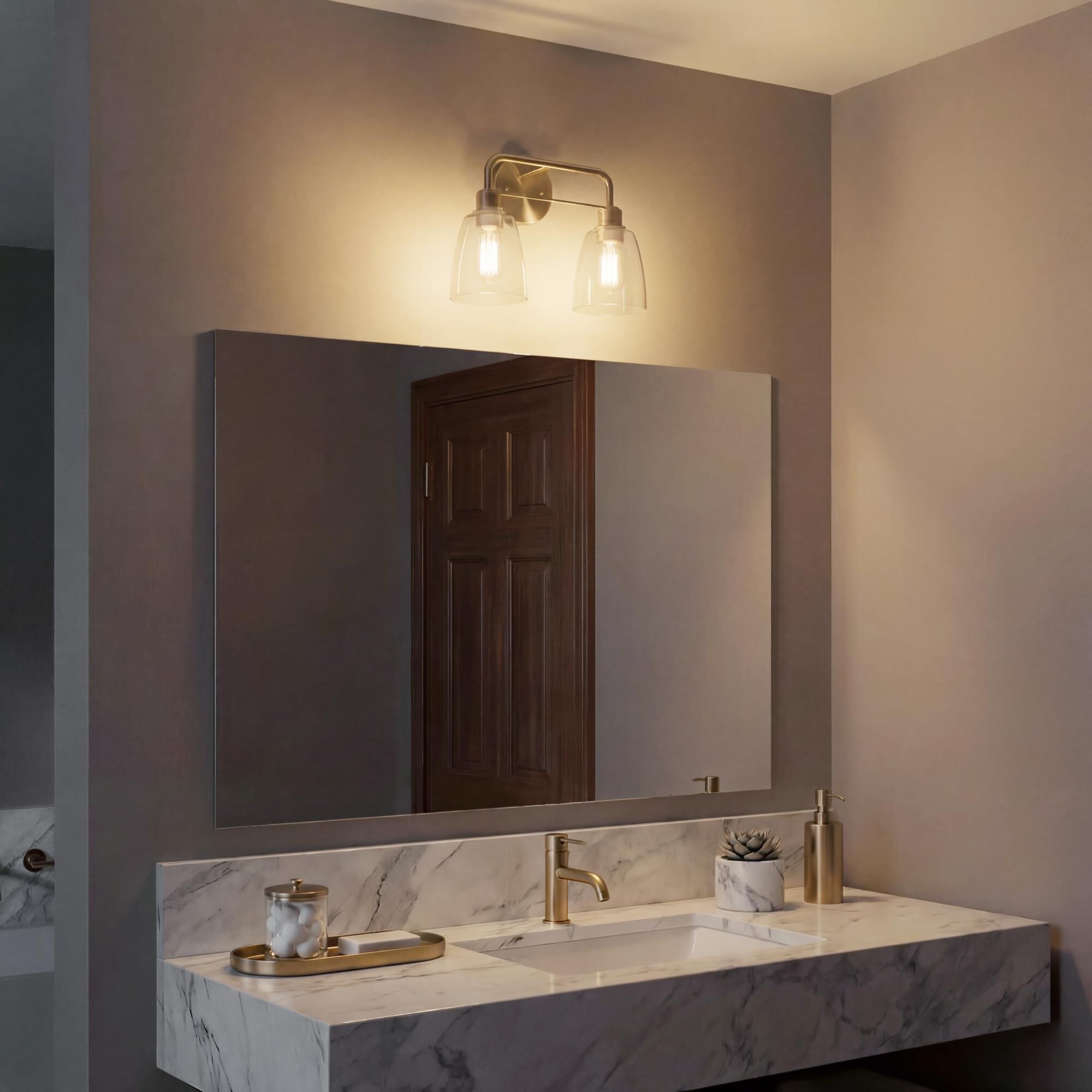 Shown in Champagne Bronze finish and Clear glass